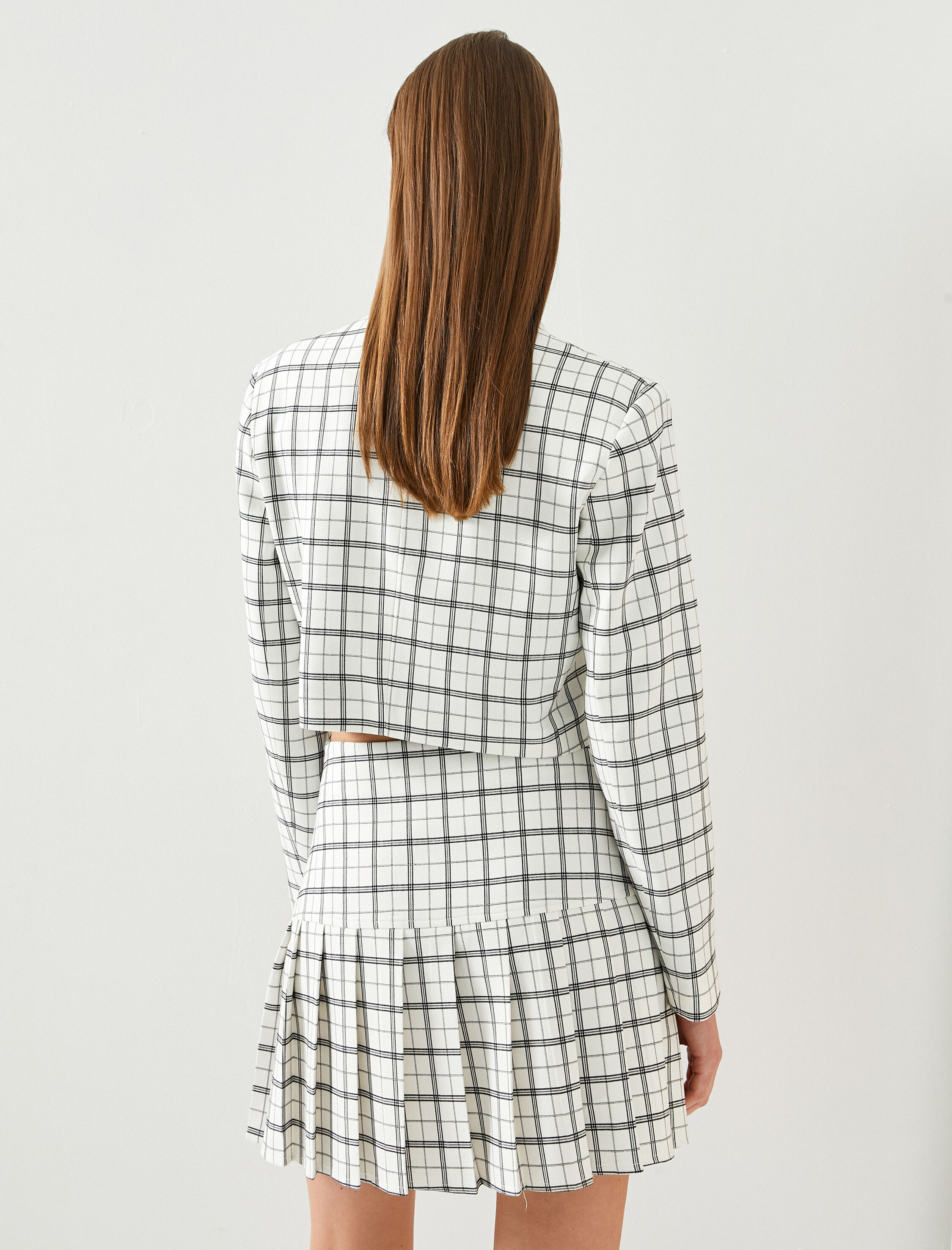   Crop Blazer Ceket Kruvaze Kapama Düğmeli