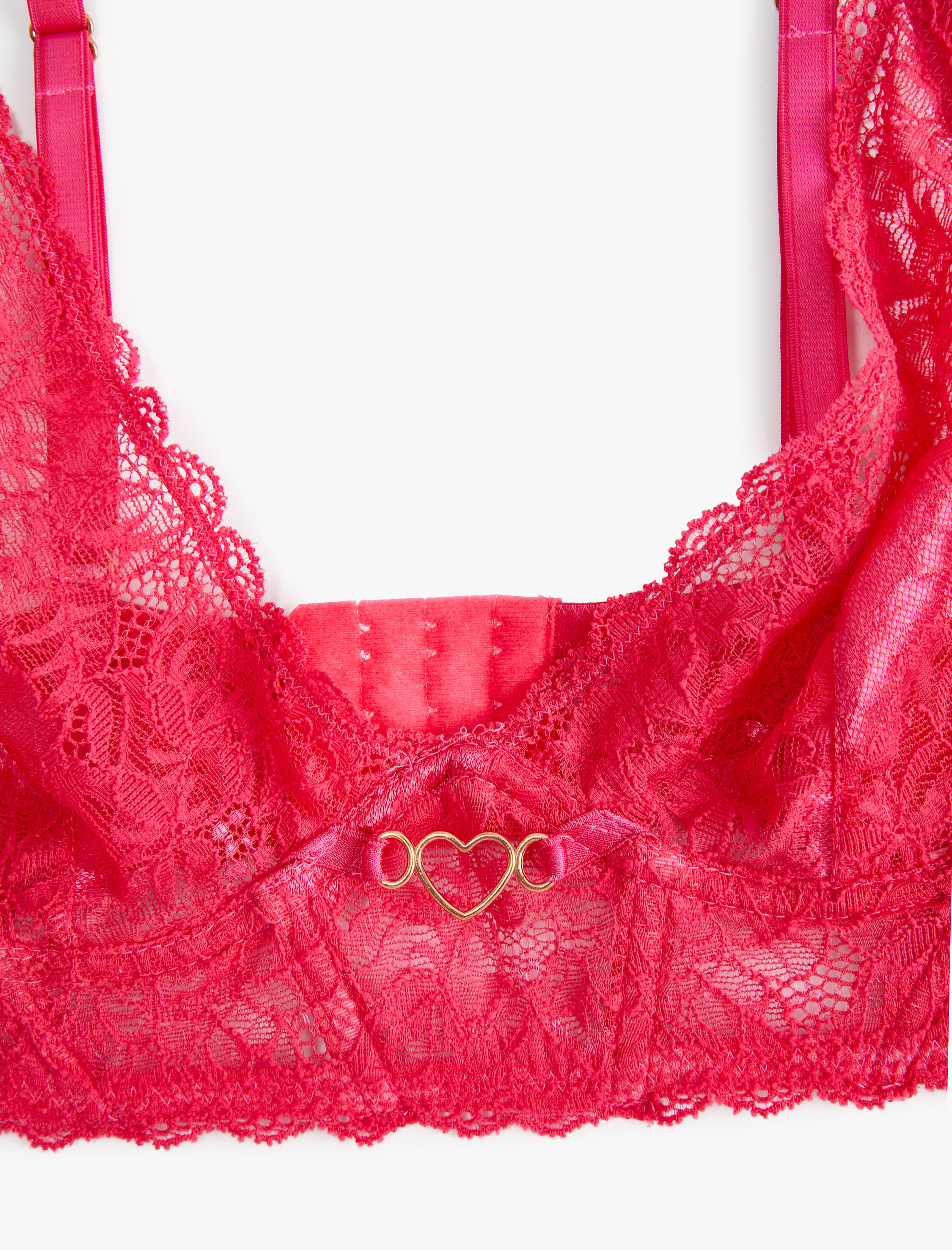   Dantelli Bralet Sütyen Kalp Detaylı Balensiz