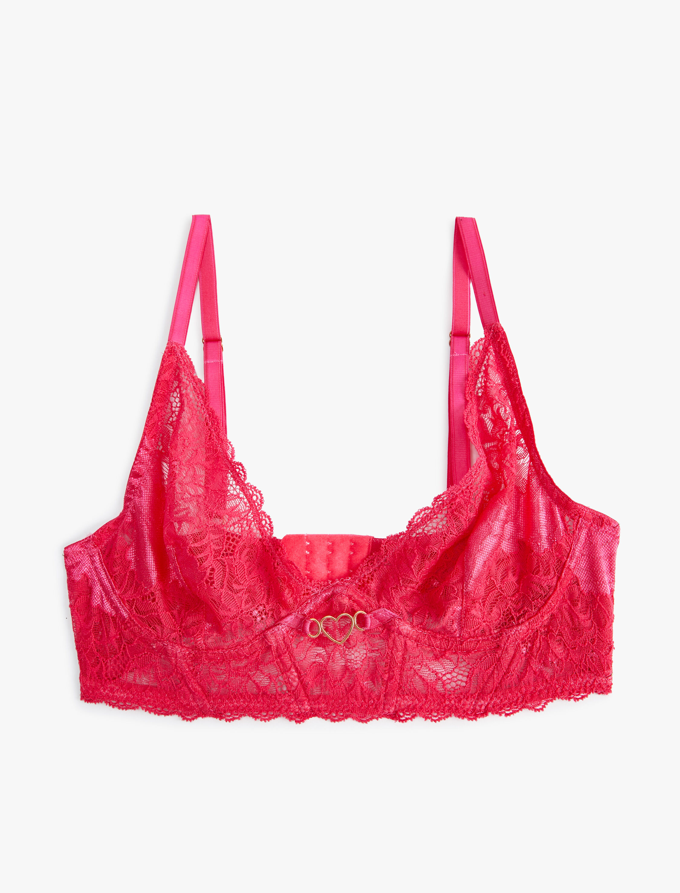   Dantelli Bralet Sütyen Kalp Detaylı Balensiz