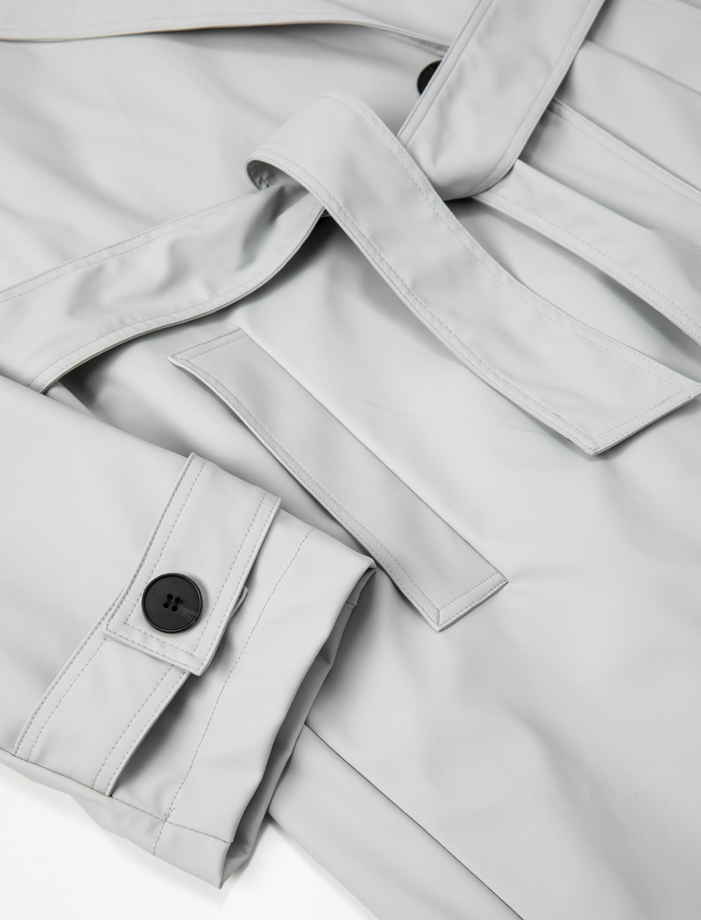   Trençkot Kapşonlu Kruvaze Düğmeli Cepli Kemer Detaylı