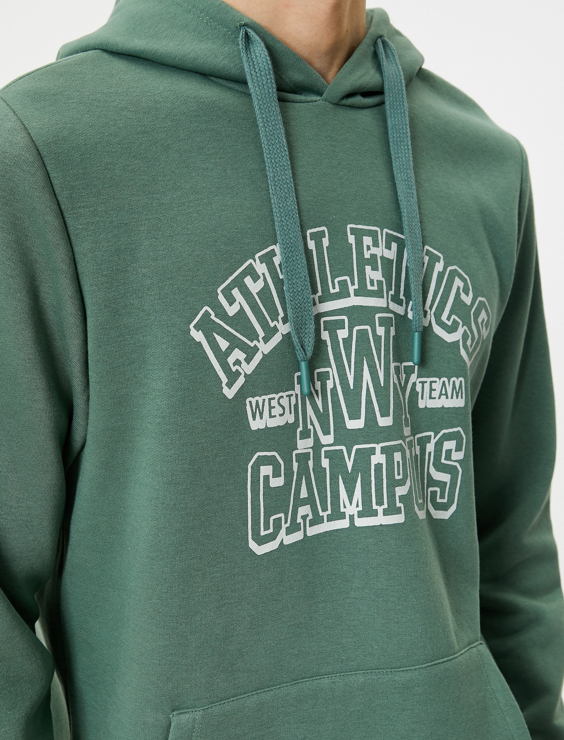Kolej Baskılı Hoodie Kapşonlu Kanguru Cep Detaylı Şardonlu
