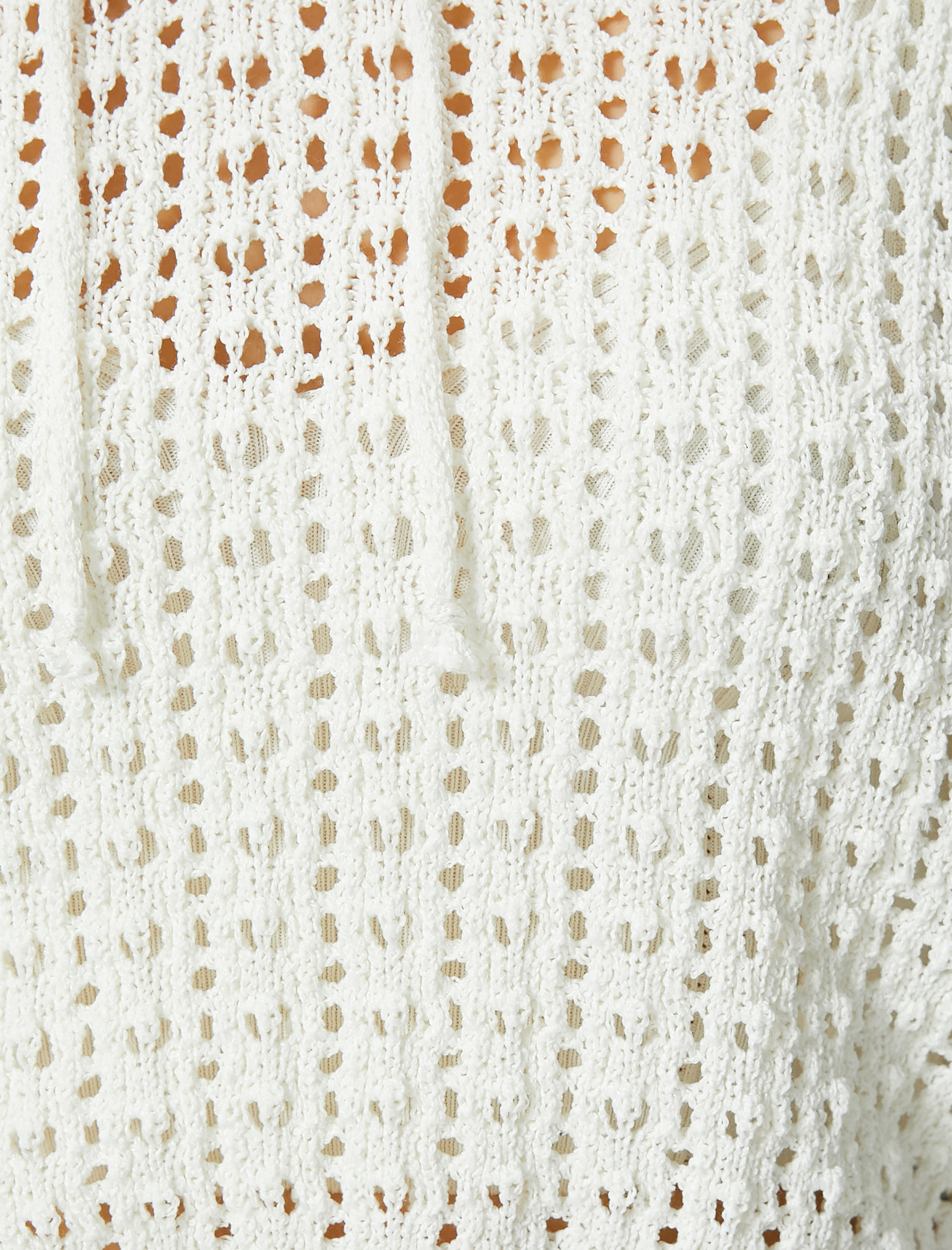 Crop Ajurlu Kazak Kapüşonlu Uzun Kollu