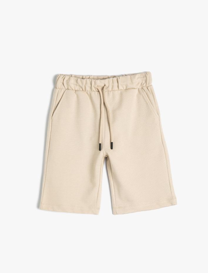 Erkek Çocuk Basic Şort Dokulu Beli Bağlamalı
