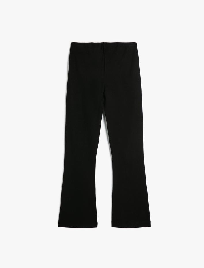  İspanyol Paça Tayt Pantolon Nervürlü Normal Bel