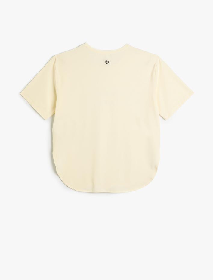  Rahat Kalıp Spor Tişört Baskı Detaylı Kısa Kollu Bisiklet Yaka