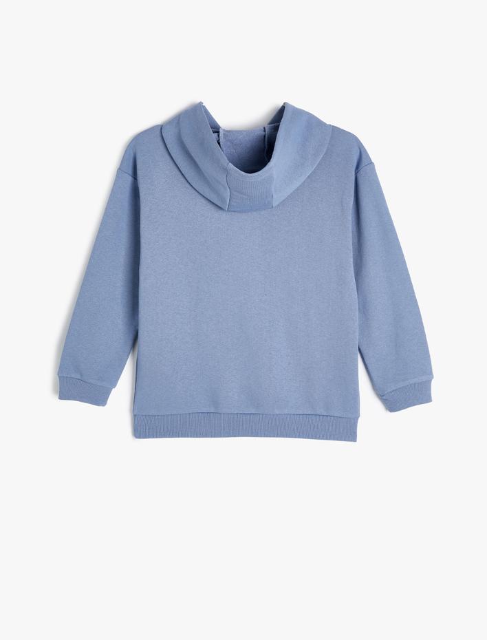 Erkek Çocuk Kapşonlu Sweatshirt Kanguru Cepli Baskı Detaylı