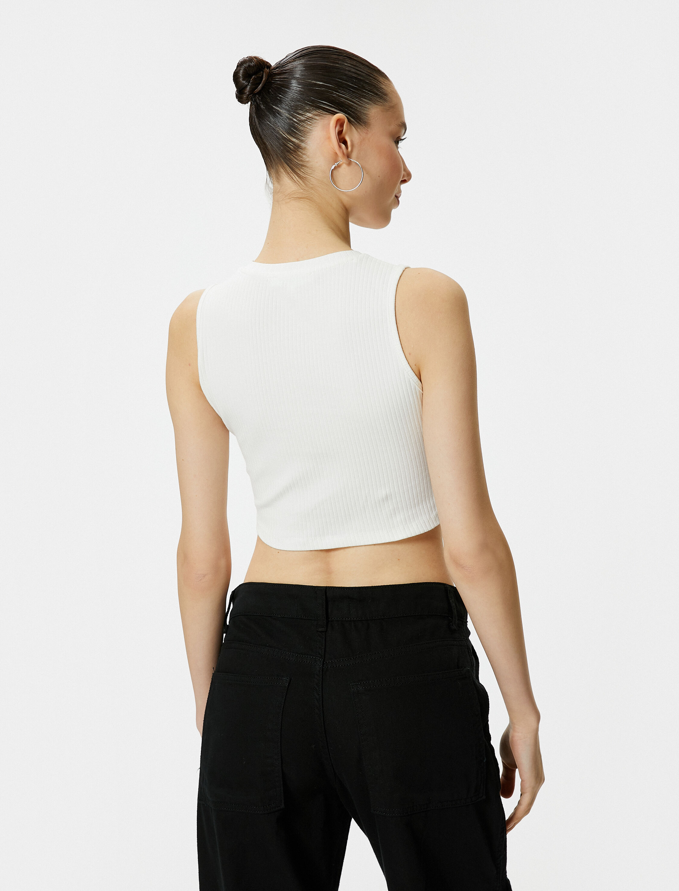   Basic Crop Atlet Baskılı Bisiklet  Yaka Pamuklu