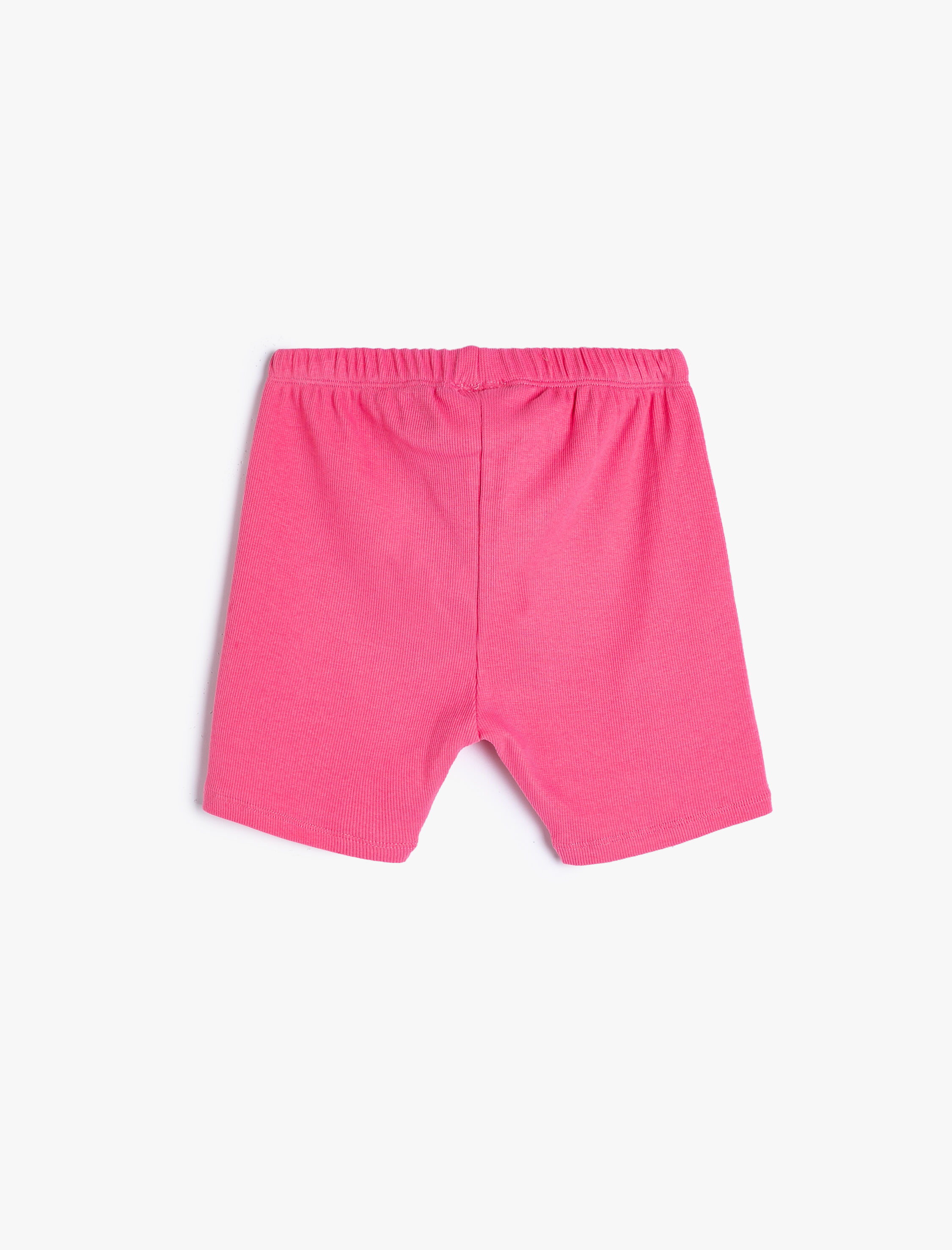  Kız Çocuk Basic Kısa Tayt Dokulu Beli Lastikli Pamuklu