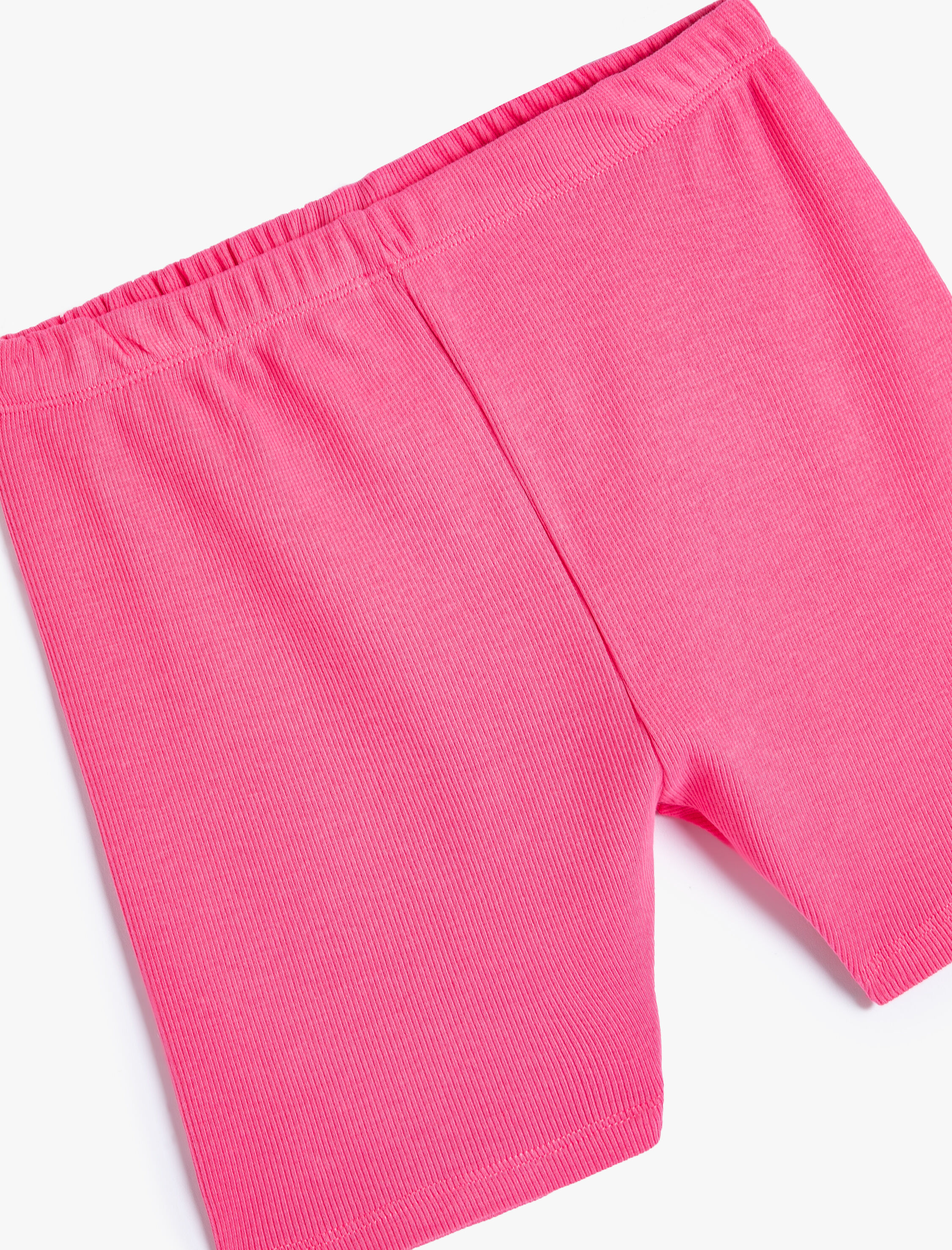  Kız Çocuk Basic Kısa Tayt Dokulu Beli Lastikli Pamuklu