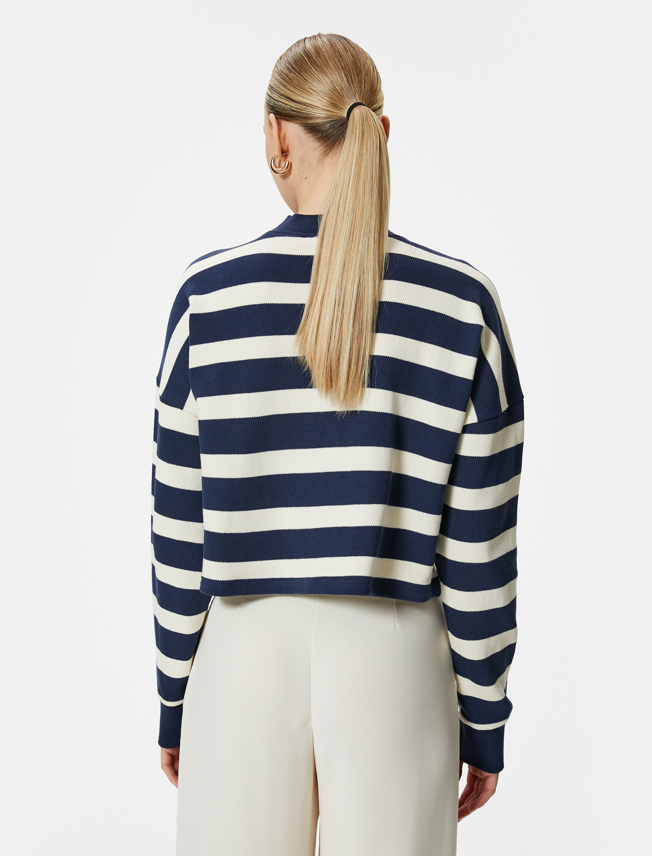   Bisiklet Yaka Sweatshirt Düşük Omuzlu Uzun Kollu