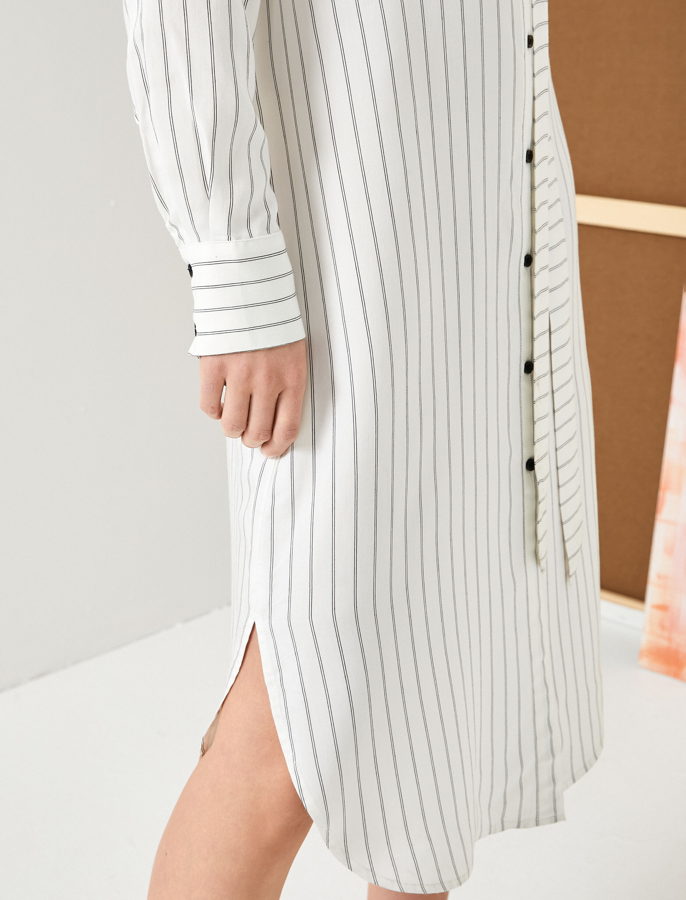   Midi Boy Gömlek Elbise Viskon Beli Kuşaklı Düğmeli