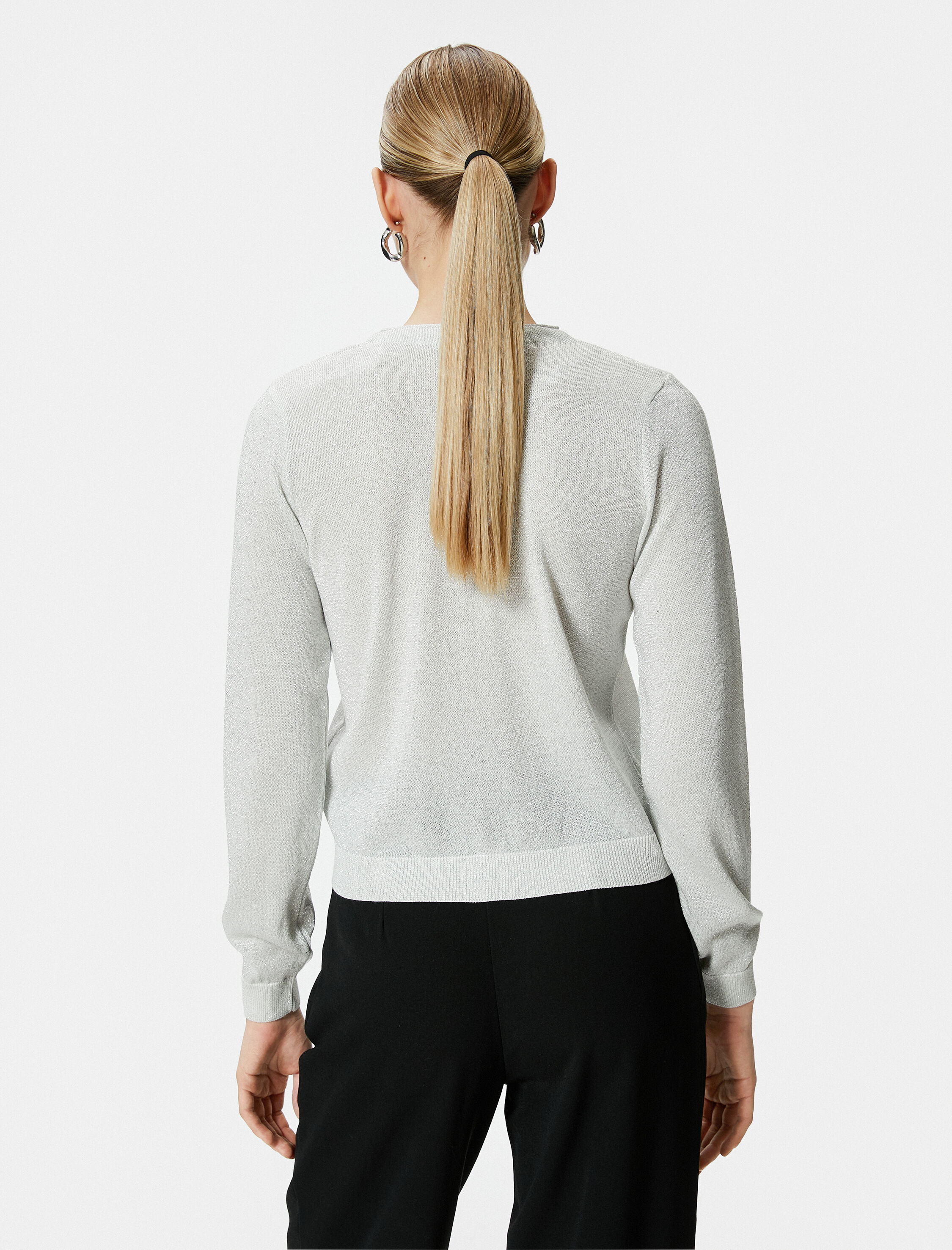   Triko Hırka Simli V Yaka Düğmeli