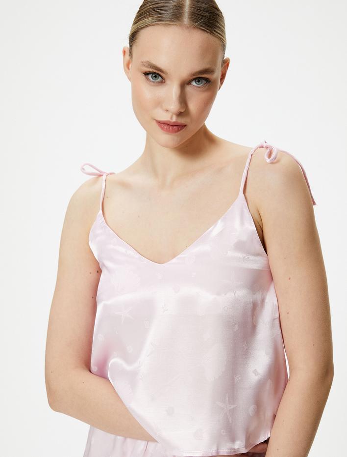  Saten Pijama Üstü İnce Askılı