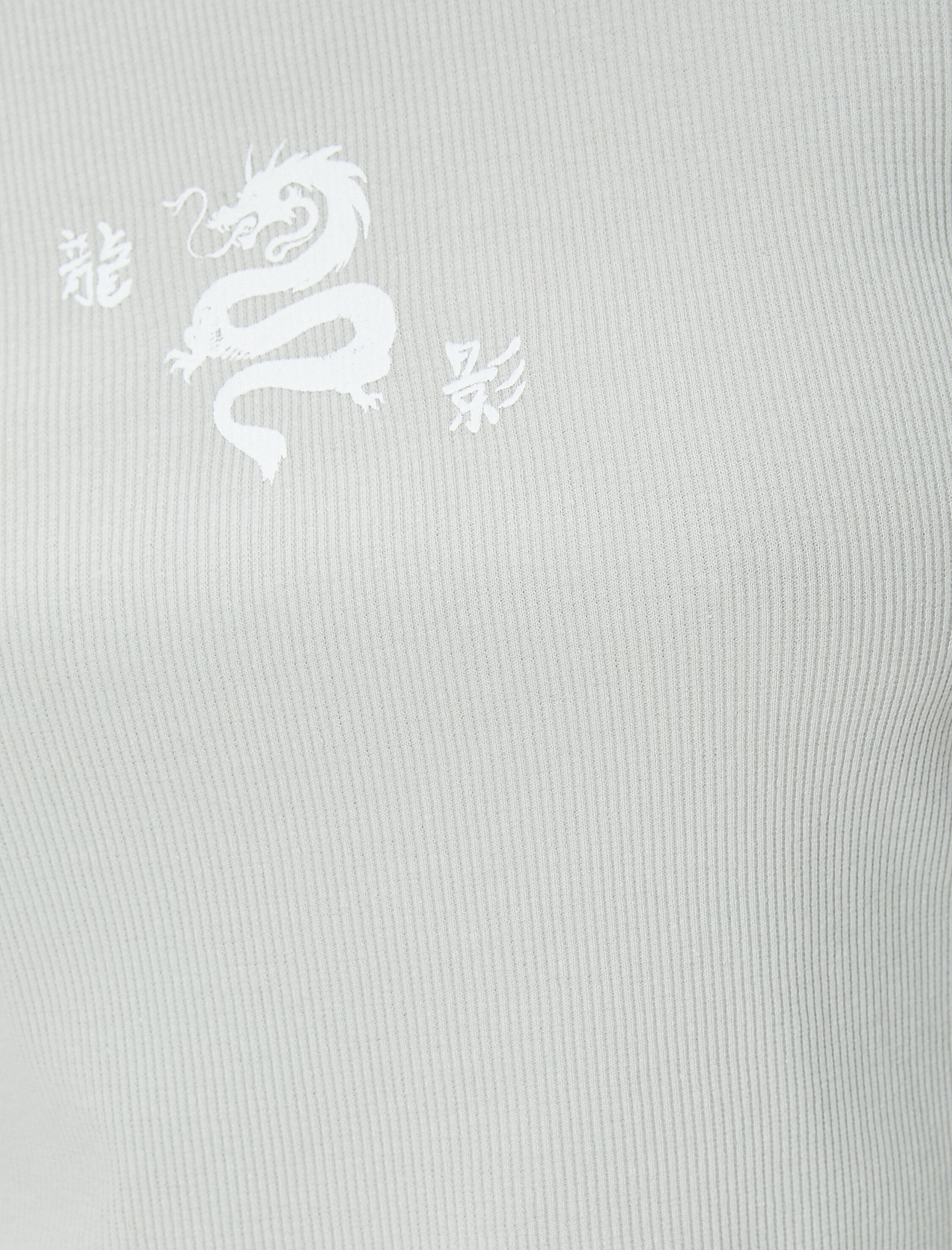   Uzun Kollu Tişört Kayık Yaka Baskılı Pamuklu