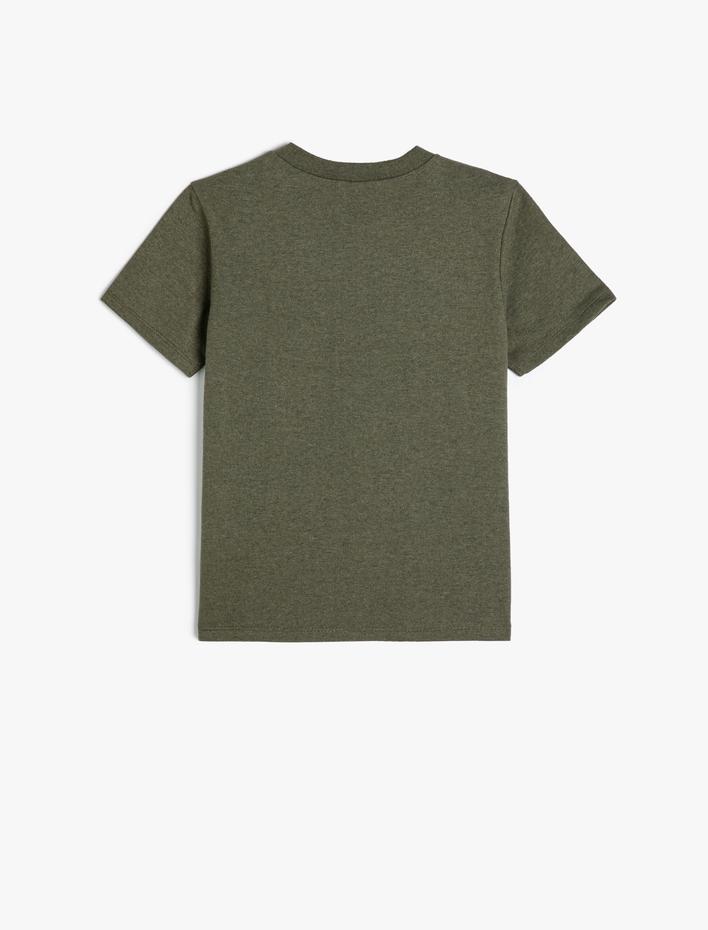 Erkek Çocuk Tişört Timsah Baskılı Kısa Kollu Bisiklet Yaka