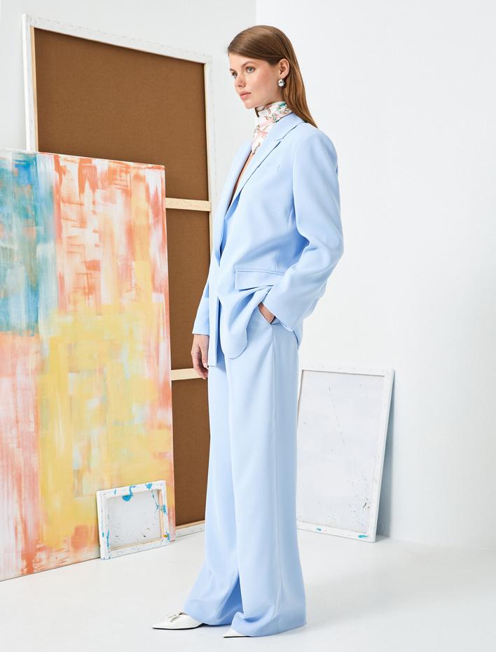  Palazzo Pantolon Yüksek Bel Cep Detaylı