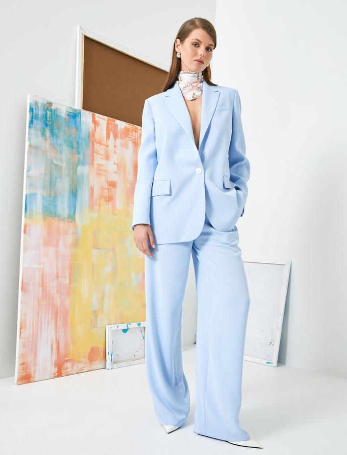  Palazzo Pantolon Yüksek Bel Cep Detaylı