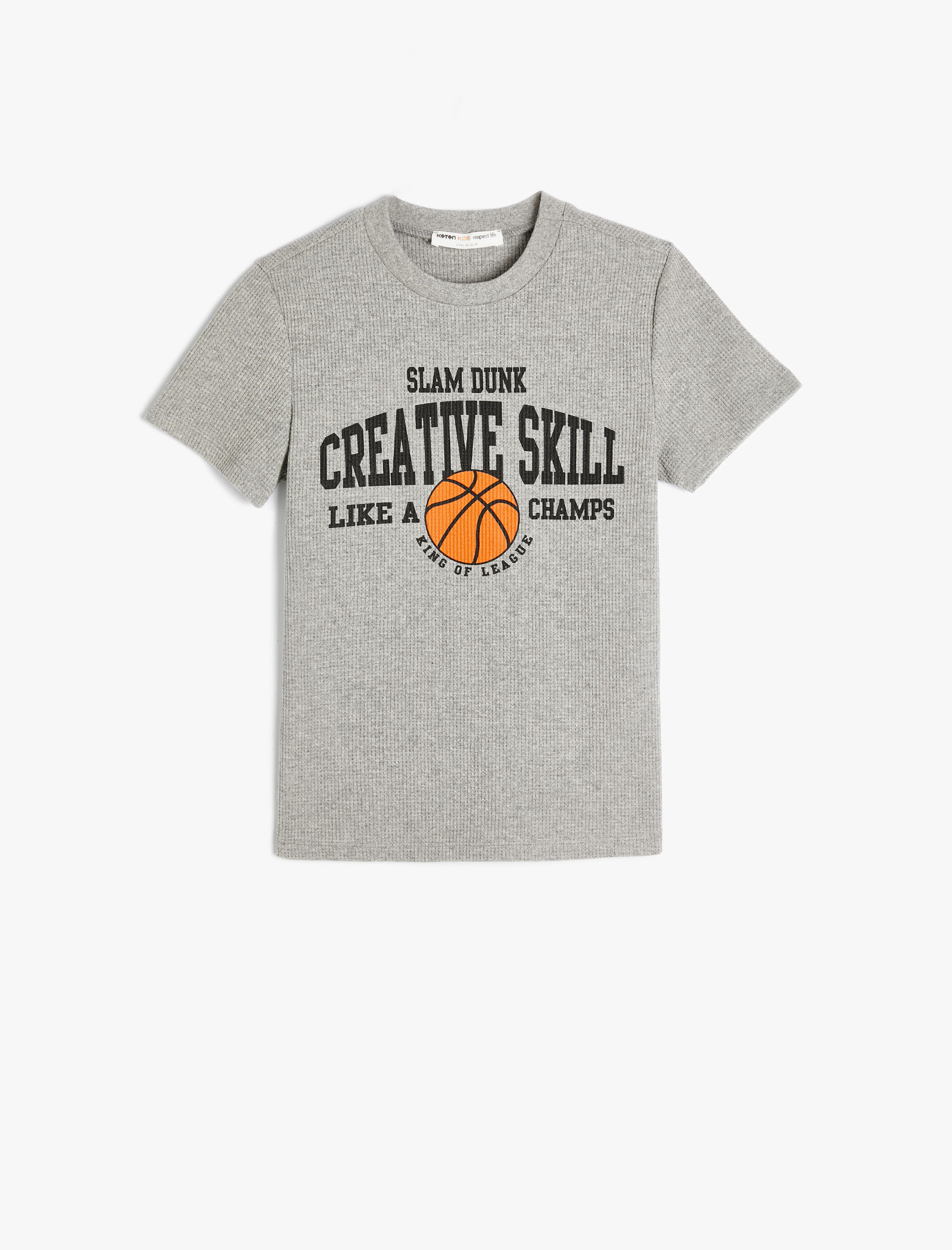 Koton Tişört Basketbol Baskılı Kısa Kollu Dokulu - 1