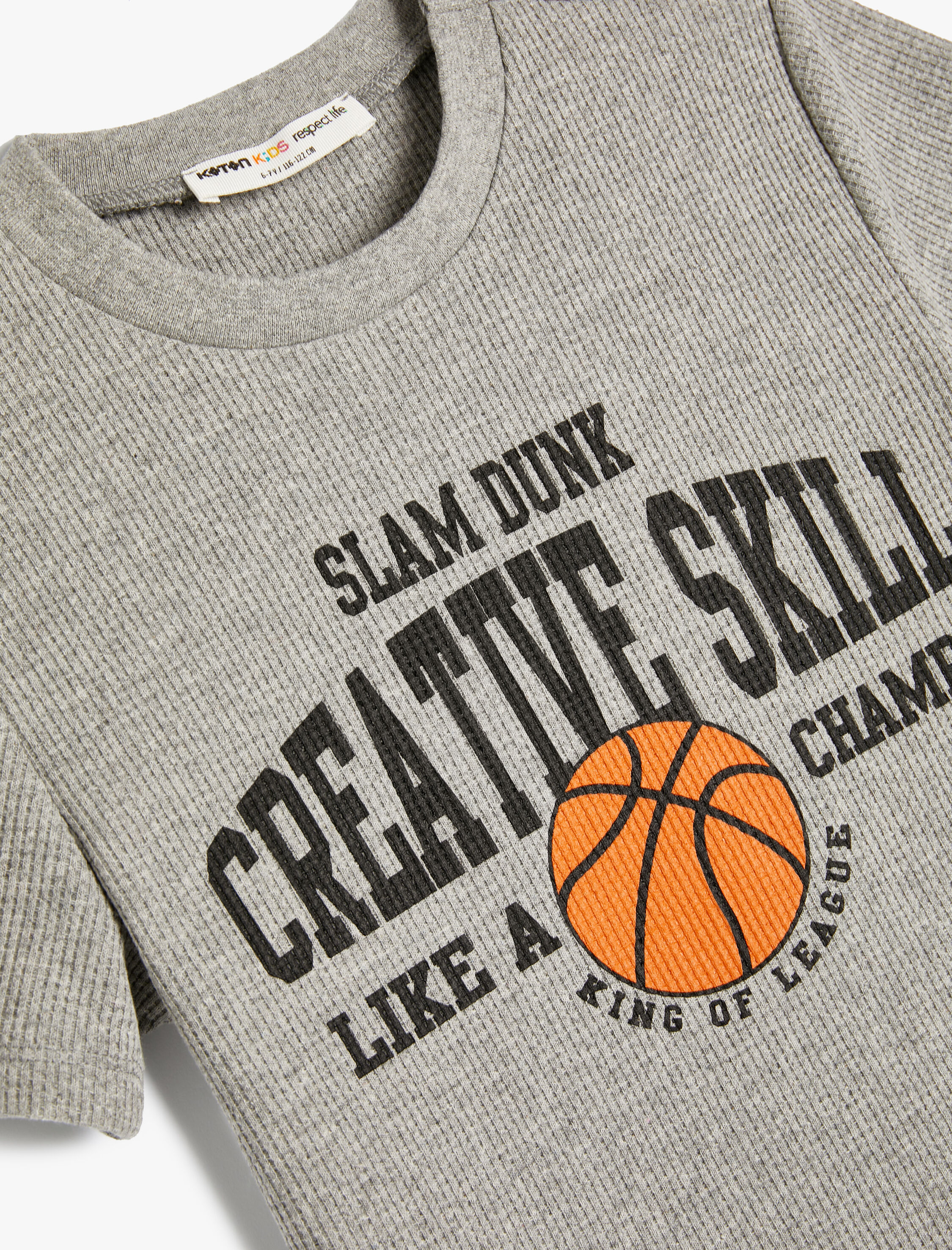  Erkek Çocuk Tişört Basketbol Baskılı Kısa Kollu Dokulu