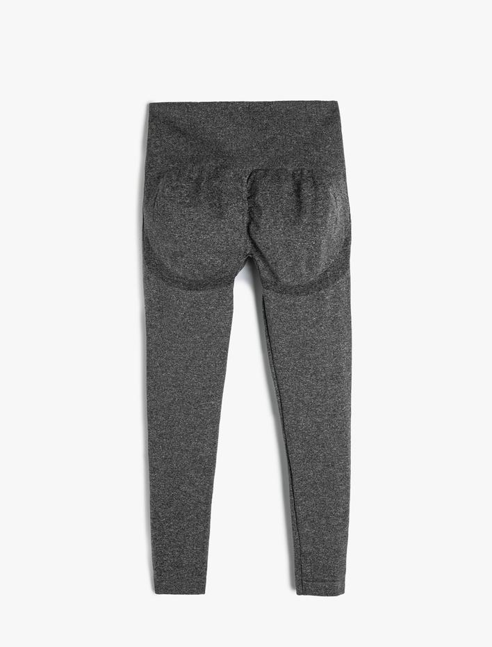  Yüksek Bel Dokuma Spor Tayt Dikişsiz Slim Fit