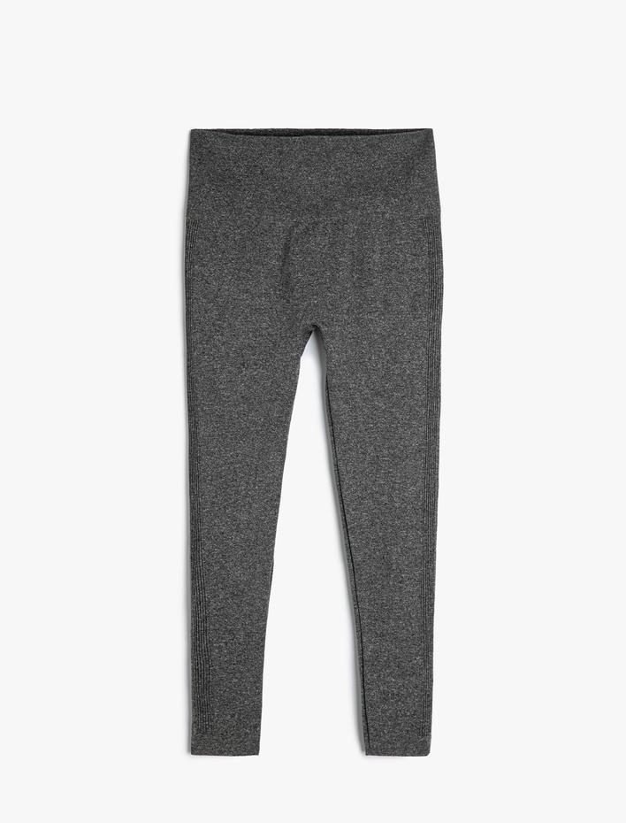  Yüksek Bel Dokuma Spor Tayt Dikişsiz Slim Fit