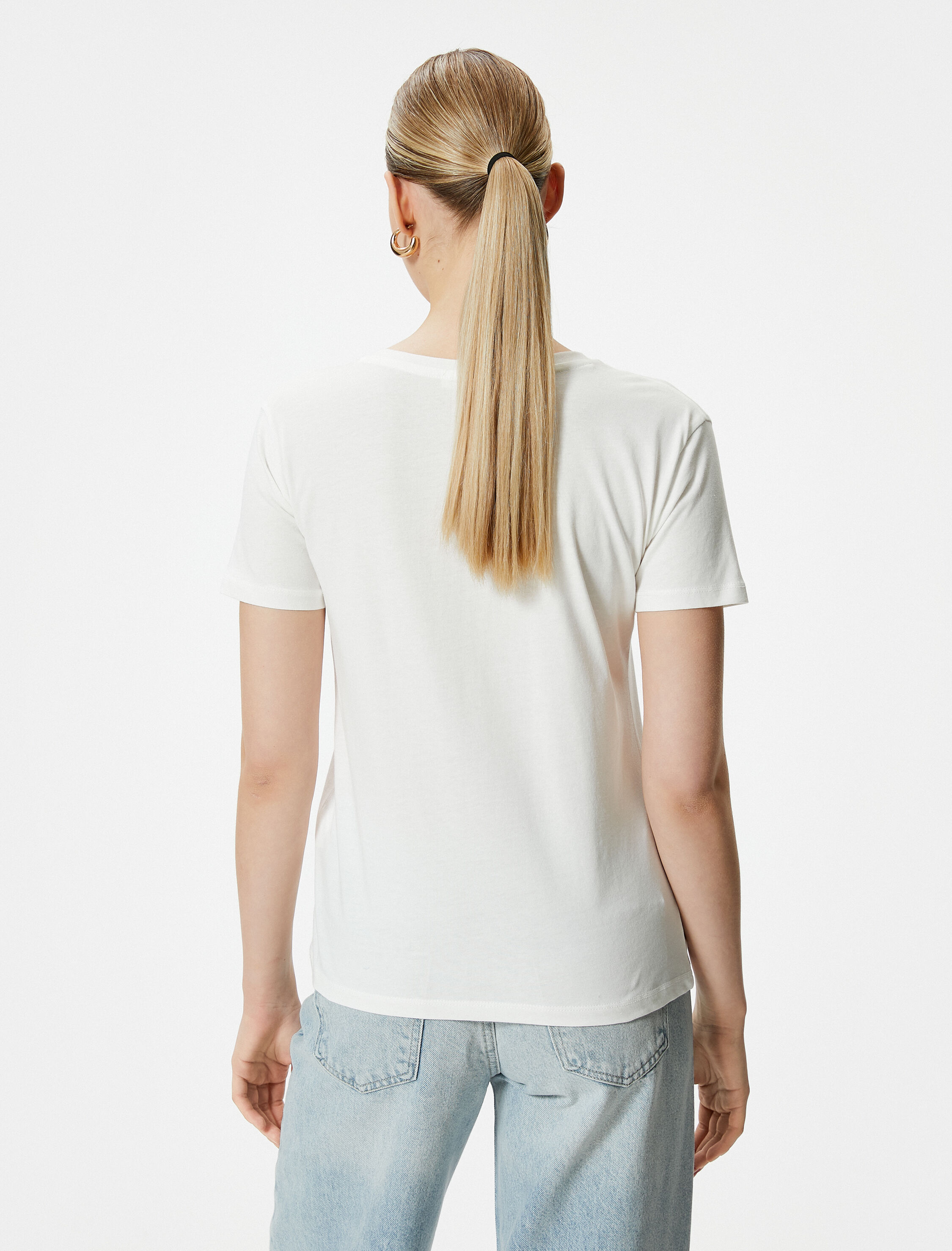   Basic Tişört Bisiklet Yaka Kısa Kollu Pamuklu