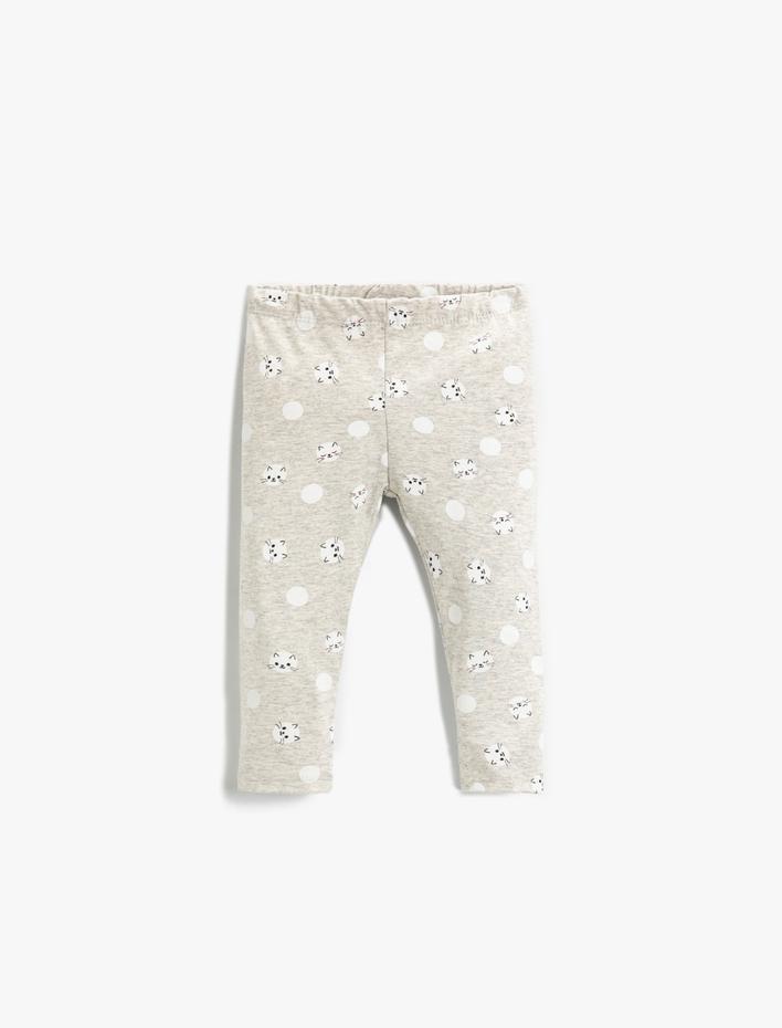 Kız Bebek Baskılı Tayt Pamuklu