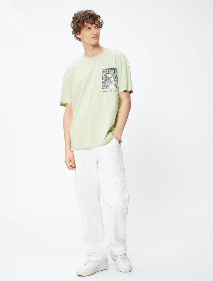  Oversize Tişört Uzakdoğu Baskılı Bisiklet Yaka Kısa Kollu Pamuklu