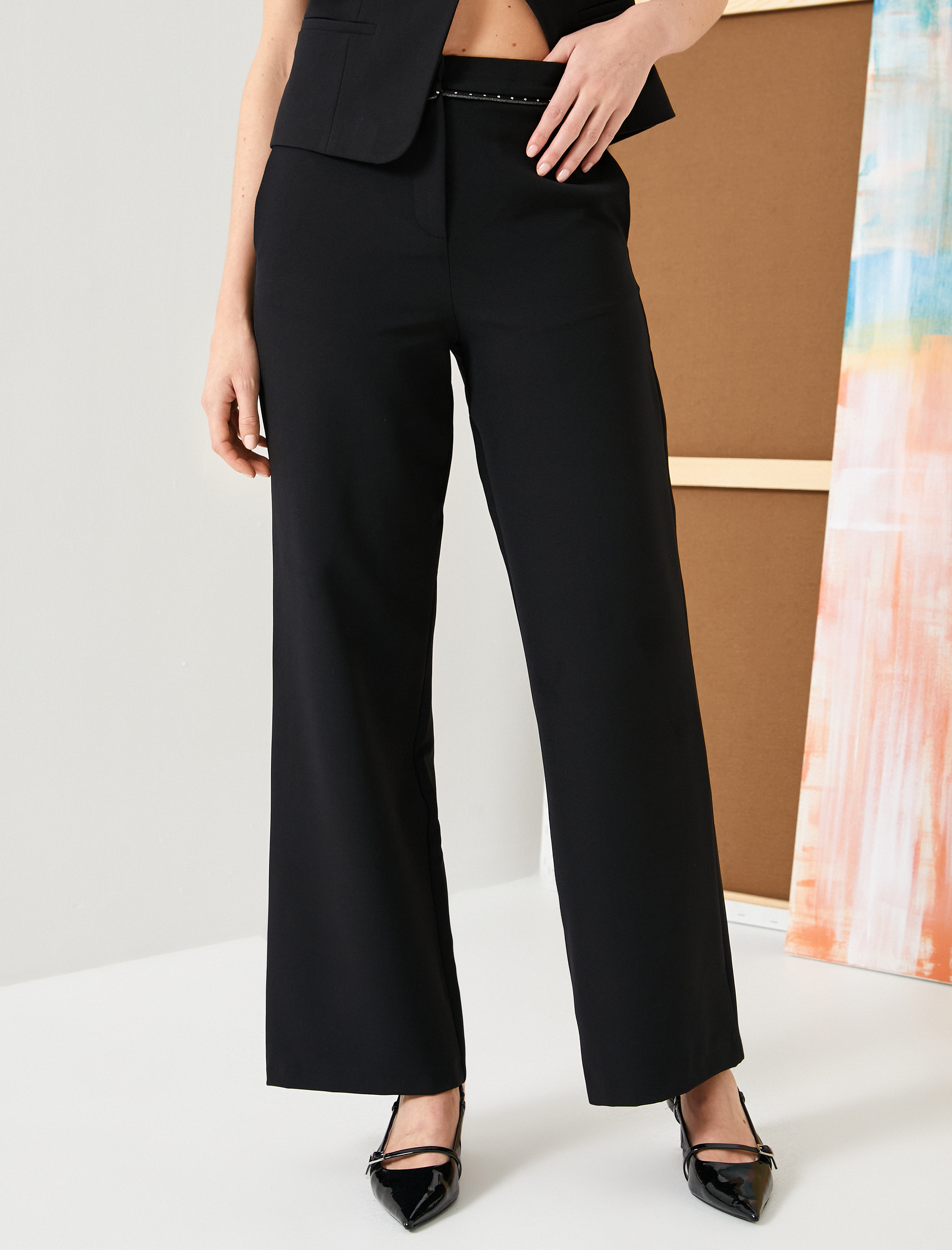   Palazzo Pantolon Cepli Sim İşleme Detaylı