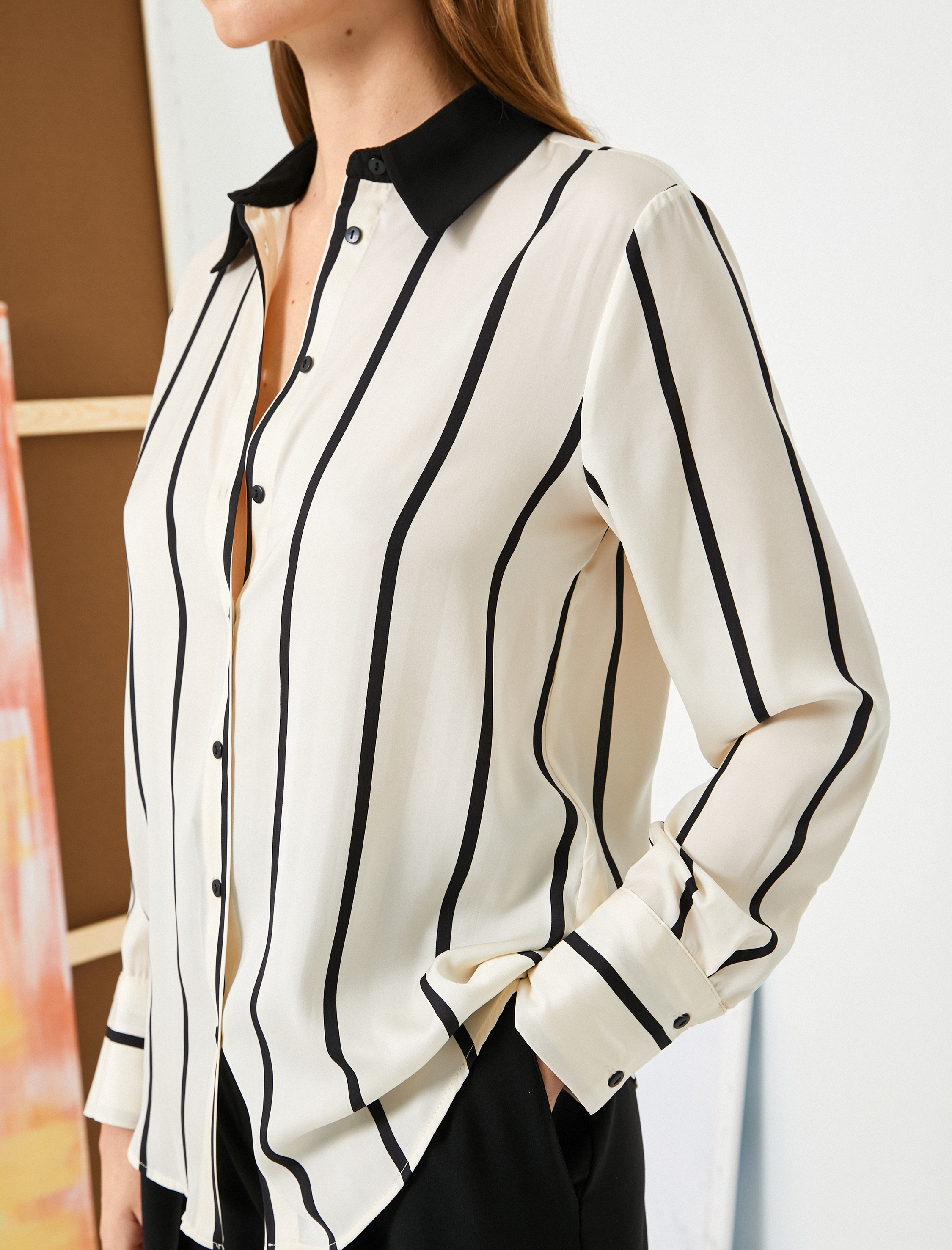   Uzun Kollu Gömlek Düğmeli Standart Kesim