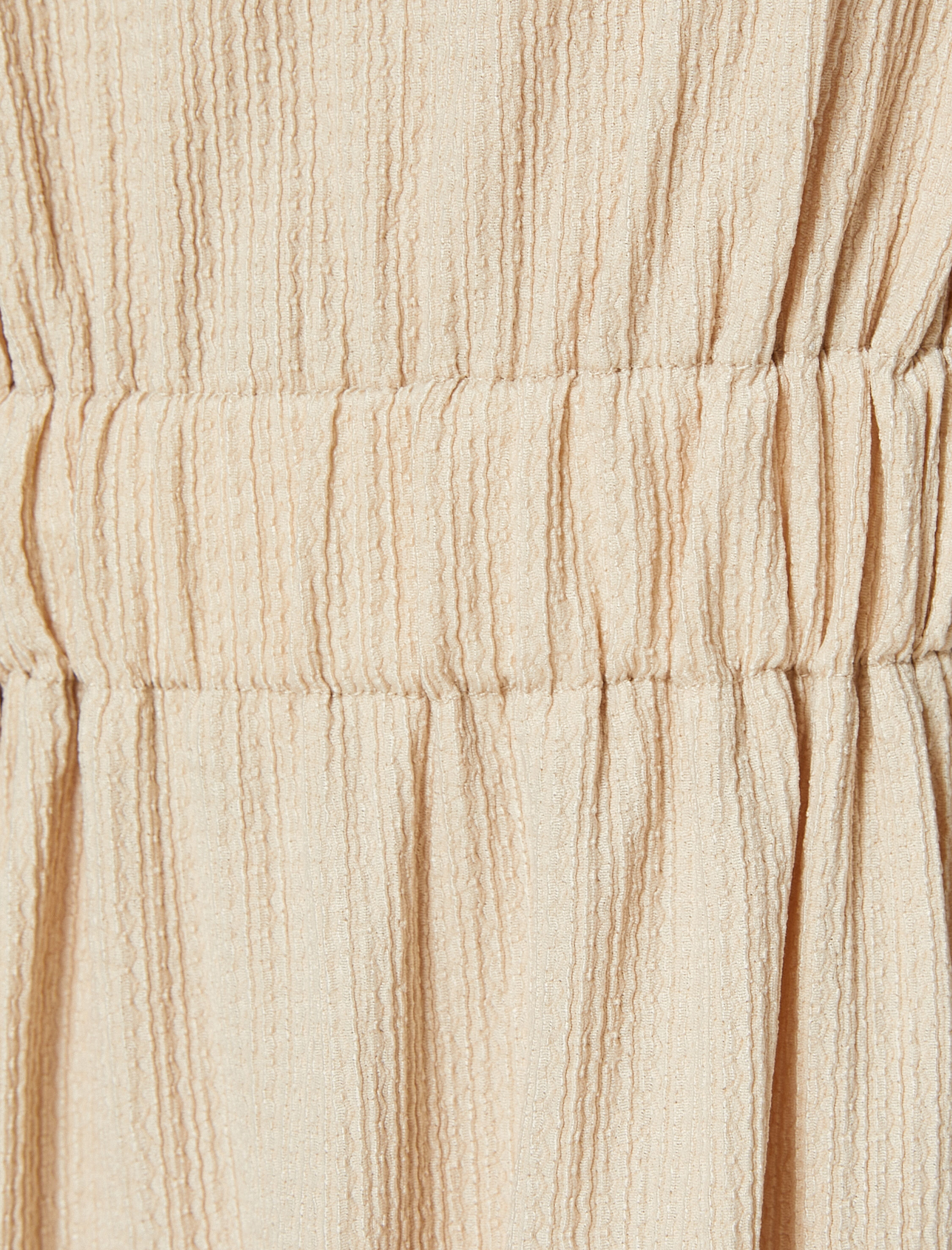   Midi Elbise Bisiklet Yaka Kısa Kollu Beli Büzgü Detaylı