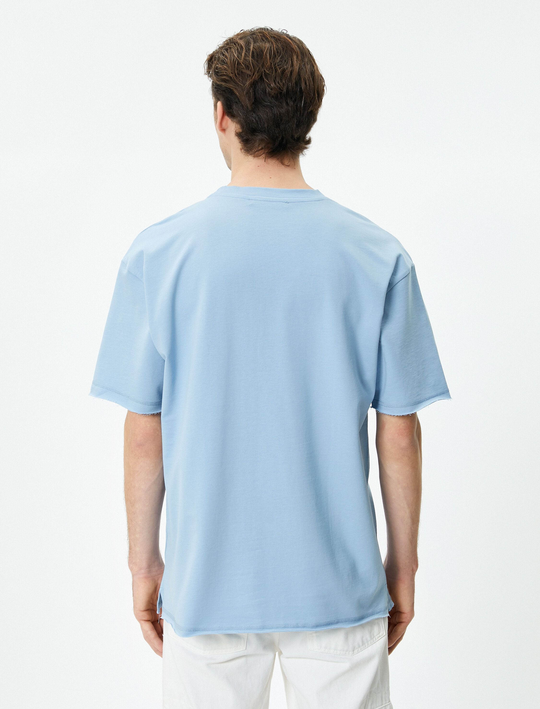   Oversize Tişört Bisiklet Yaka Kısa Kollu Pamuklu