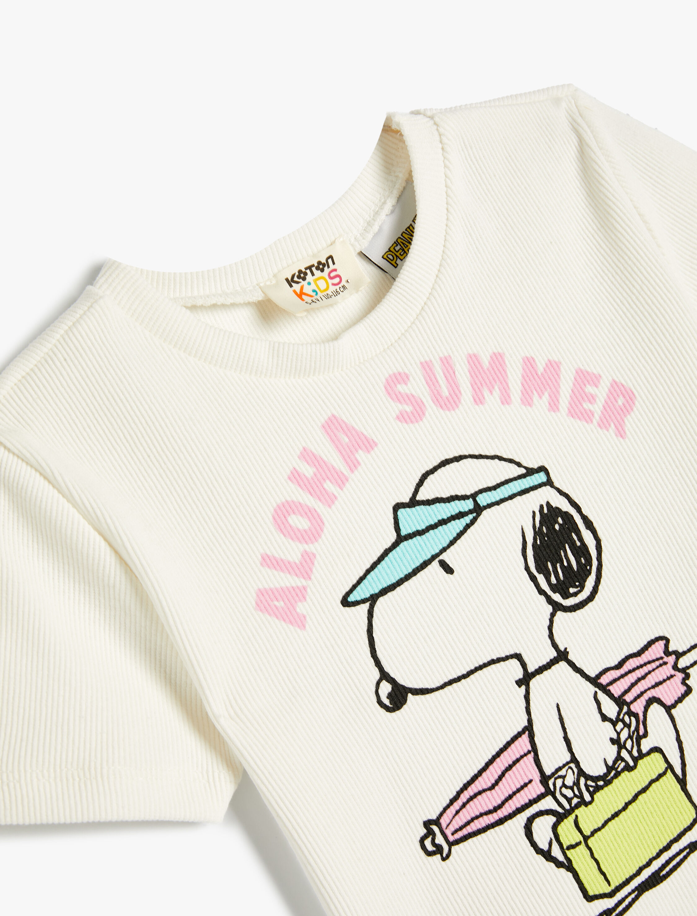  Kız Çocuk Crop Snoopy Tişört Lisanslı Kısa Kollu Bisiklet Yaka Pamuklu