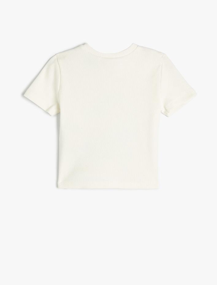 Kız Çocuk Crop Snoopy Tişört Lisanslı Kısa Kollu Bisiklet Yaka Pamuklu