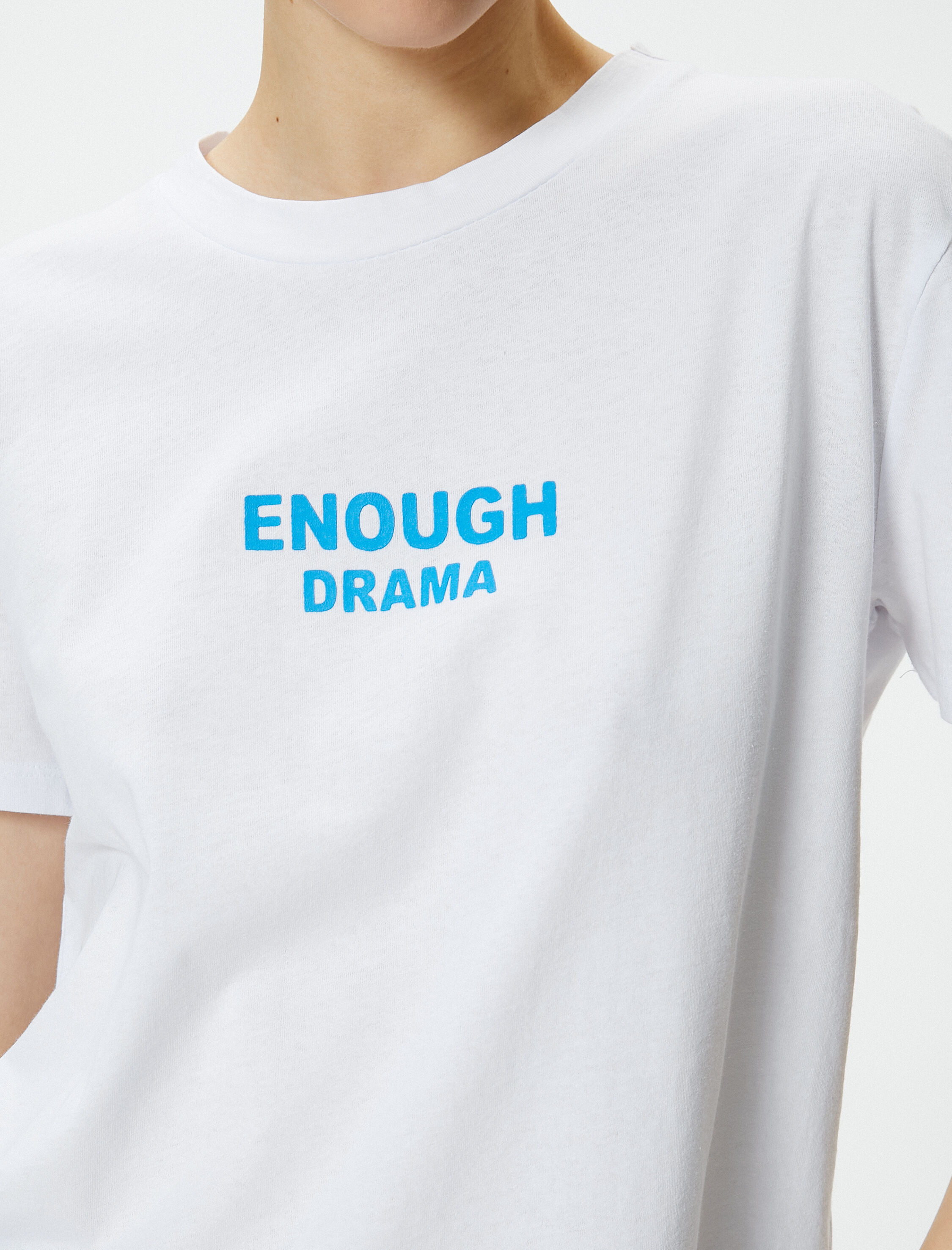   Baskılı Tişört Kısa Kollu Bisiklet Yaka Pamuklu