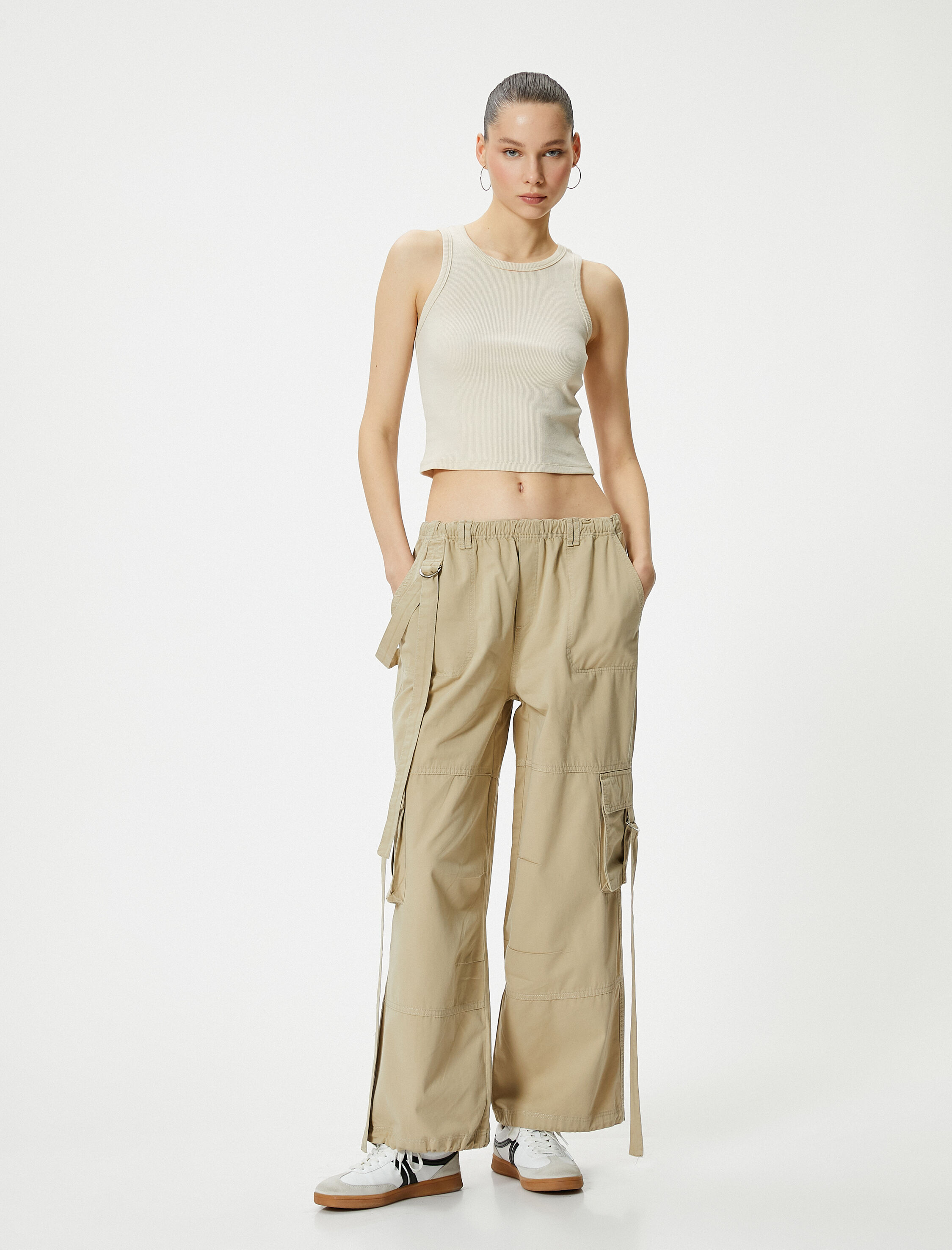 Kargo Pantolon Düz Paça Kemer Detaylı