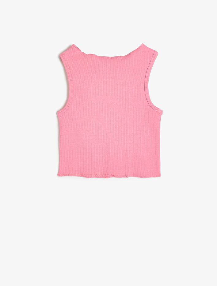 Kız Çocuk Crop Atlet Kalın Askılı Nervürlü Pamuklu