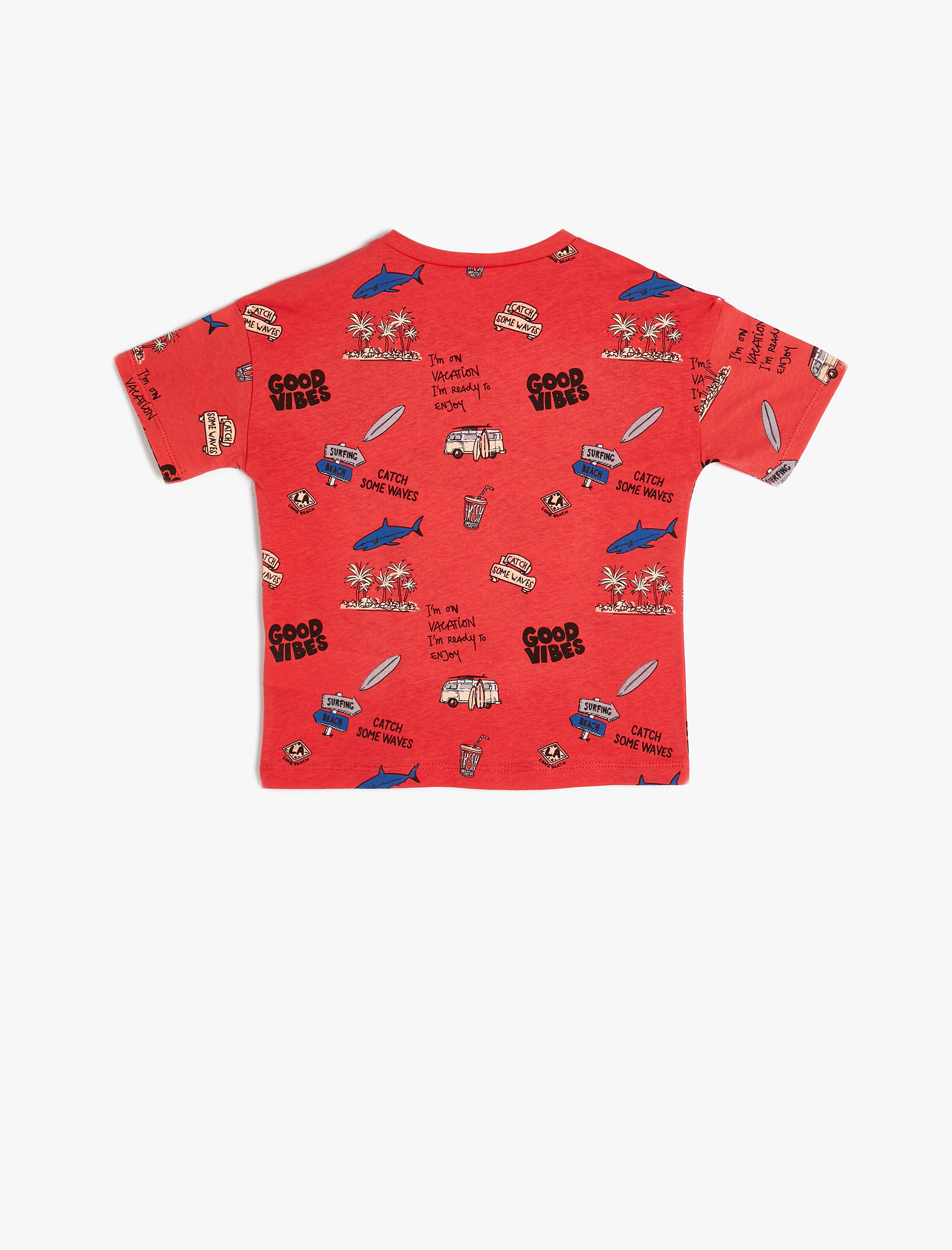  Erkek Bebek Tişört Yaz Temalı Baskılı Kısa Kollu Pamuklu