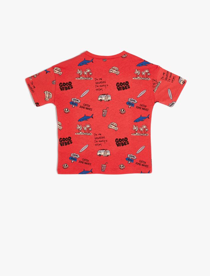 Erkek Bebek Tişört Yaz Temalı Baskılı Kısa Kollu Pamuklu