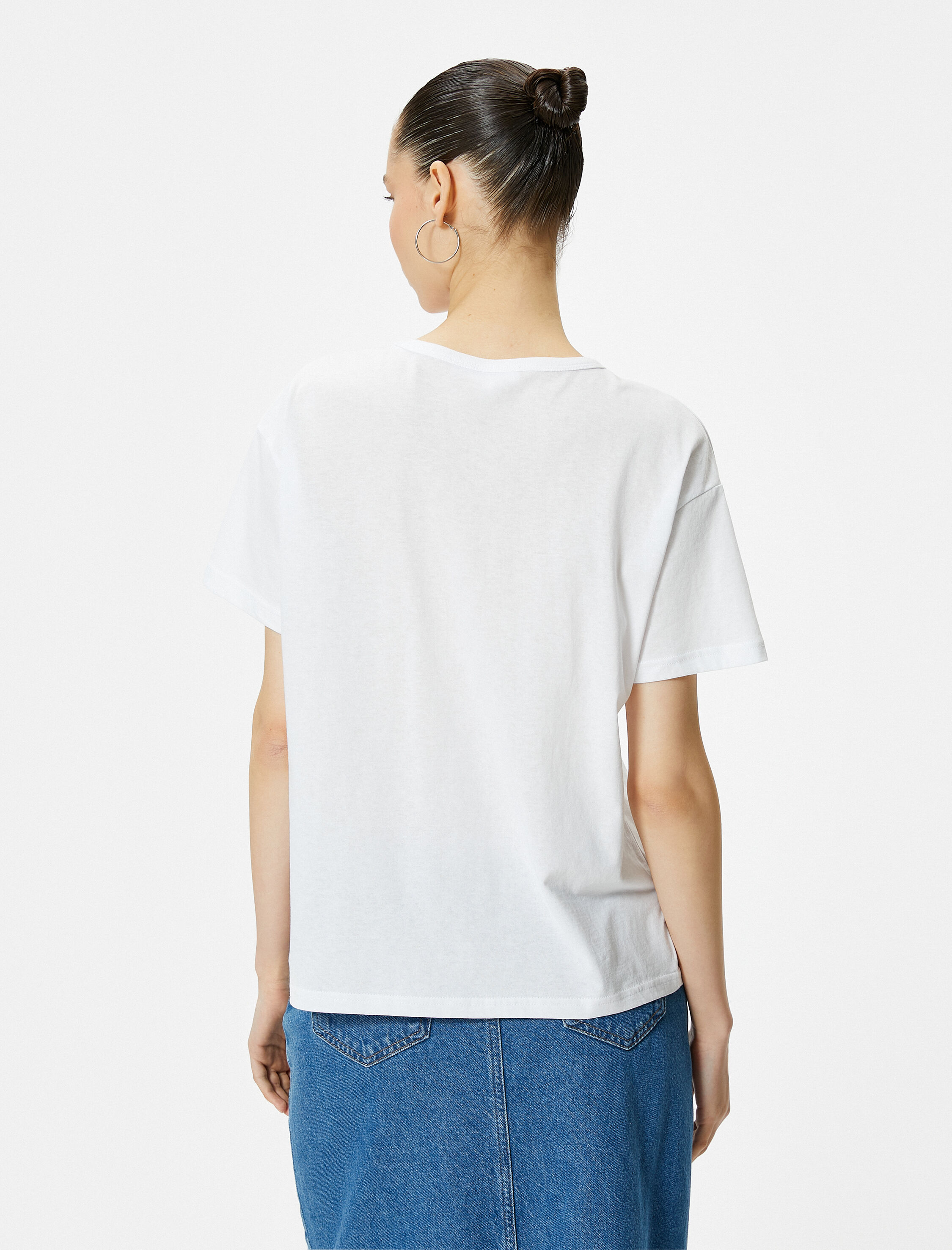   Oversize Tişört Soluk Efektli Kısa Kollu Bisiklet Yaka Pamuklu