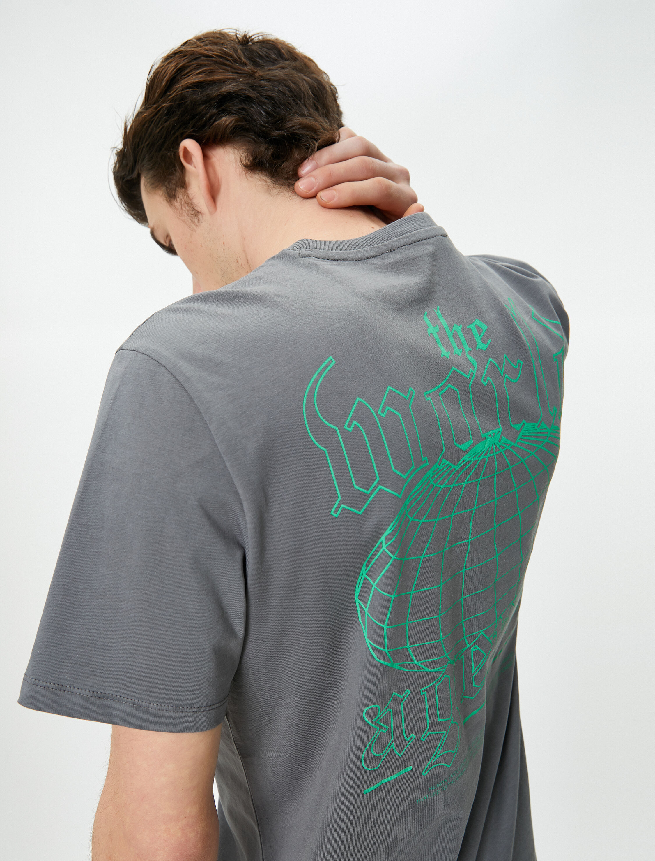   Sırt Baskılı Tişört Sloganlı Bisiklet Yaka Kısa Kollu