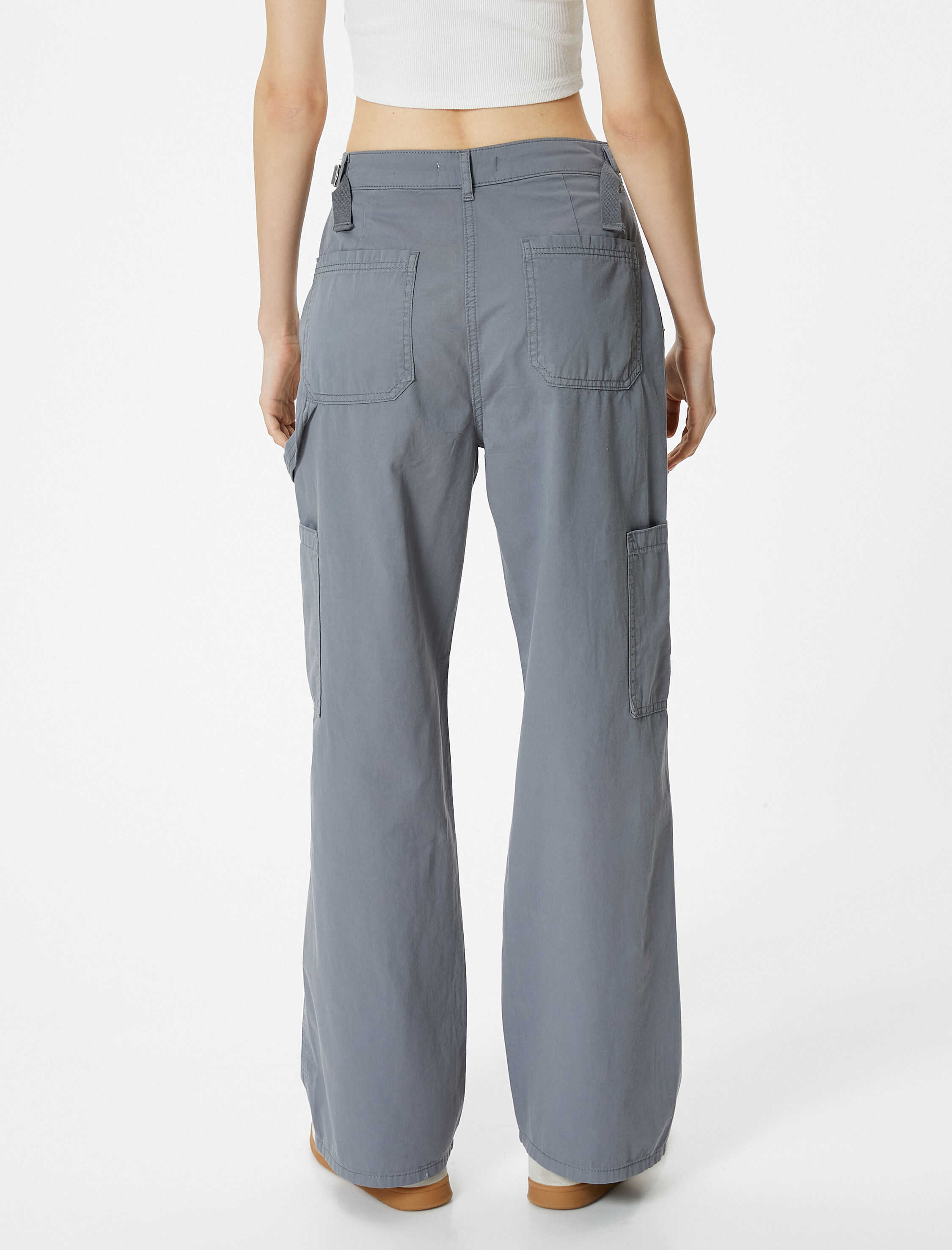   Bol Paça Pantolon Yüksek Bel Cep Detaylı