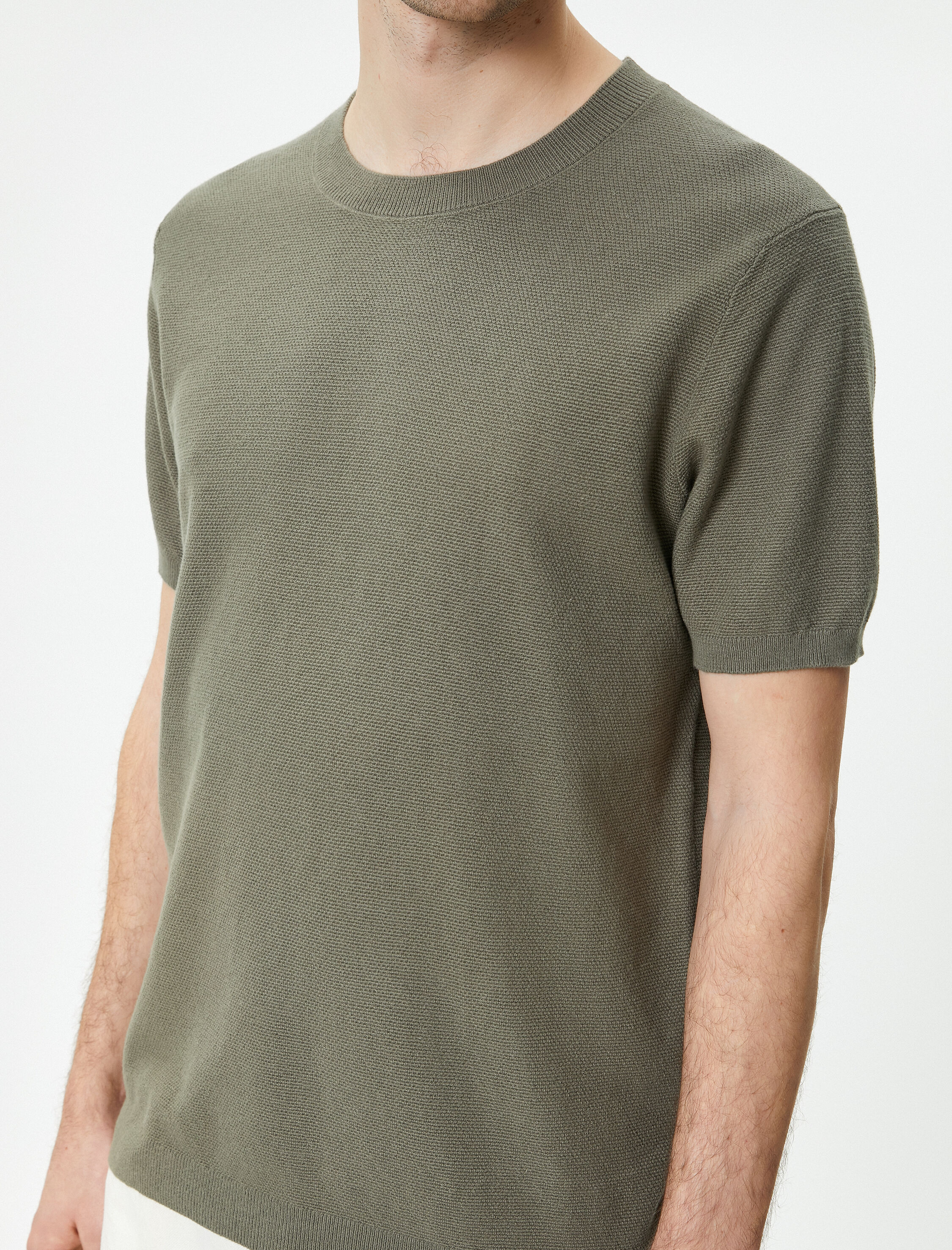 Triko Tişört Kısa Kollu Bisiklet Yaka Pamuklu