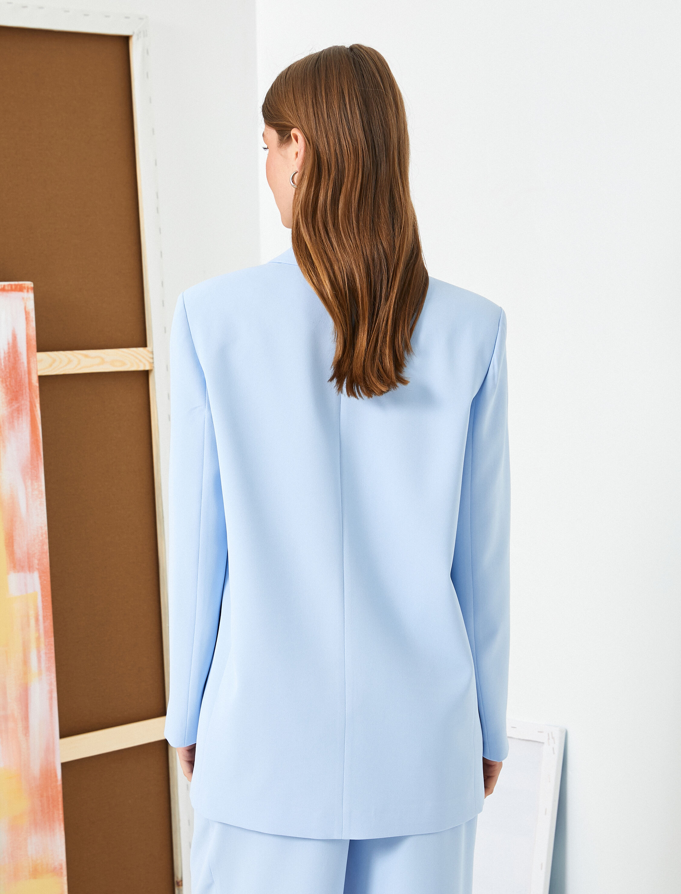   Oversize Blazer Ceket Düğmeli Kapaklı Cepli