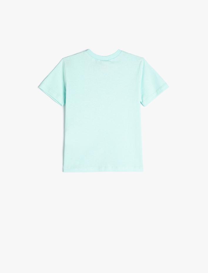 Erkek Bebek Dinozorlu Tişört Kısa Kollu Bisiklet Yaka Pamuklu