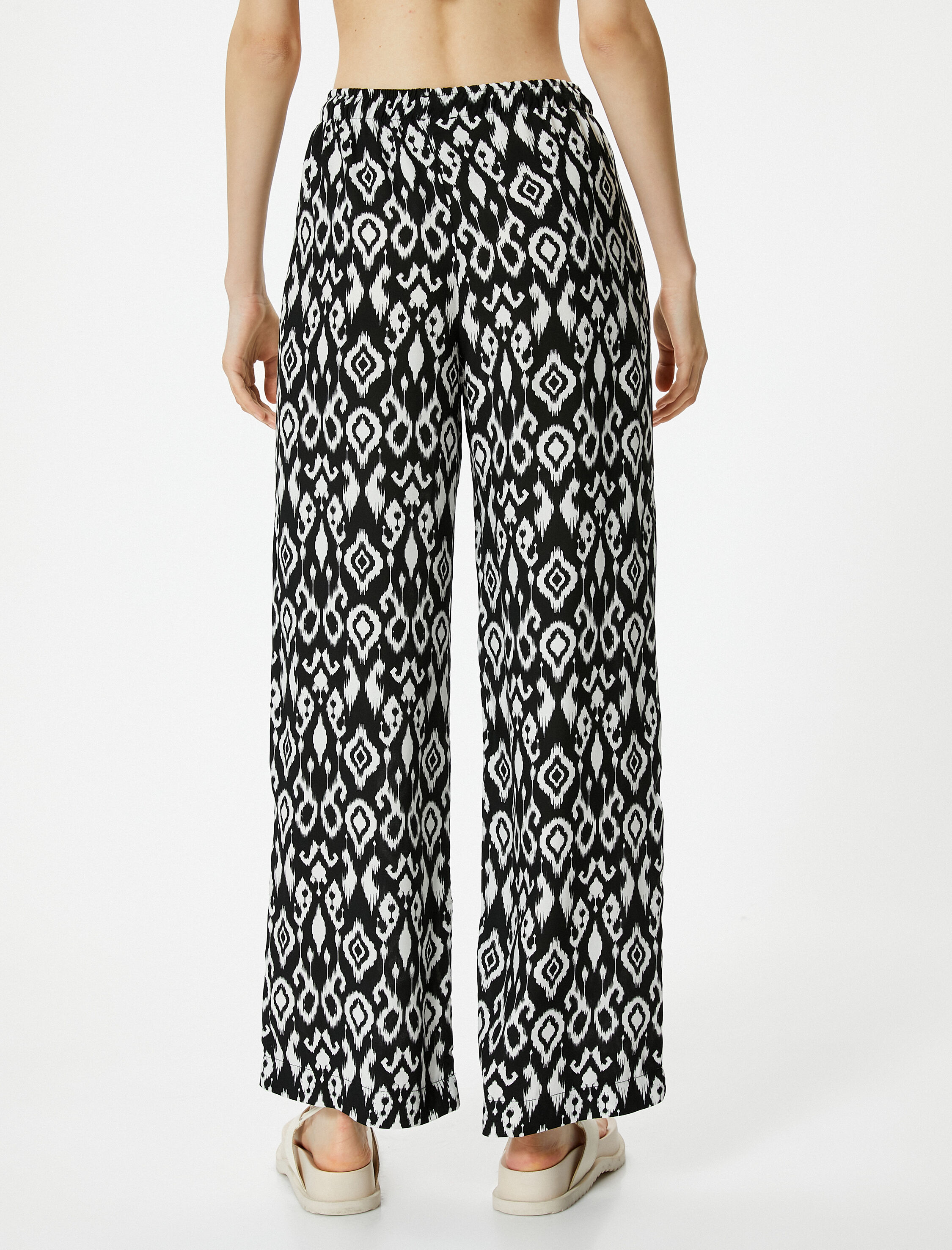   Bol Paça Pantolon Rahat Kalıp Beli Bağlamalı Viskoz Kumaş