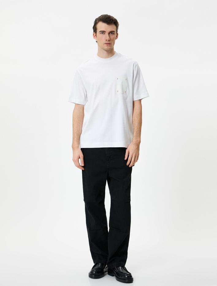  Oversize Tişört Kalp Baskılı Bisiklet Yaka Kısa Kollu