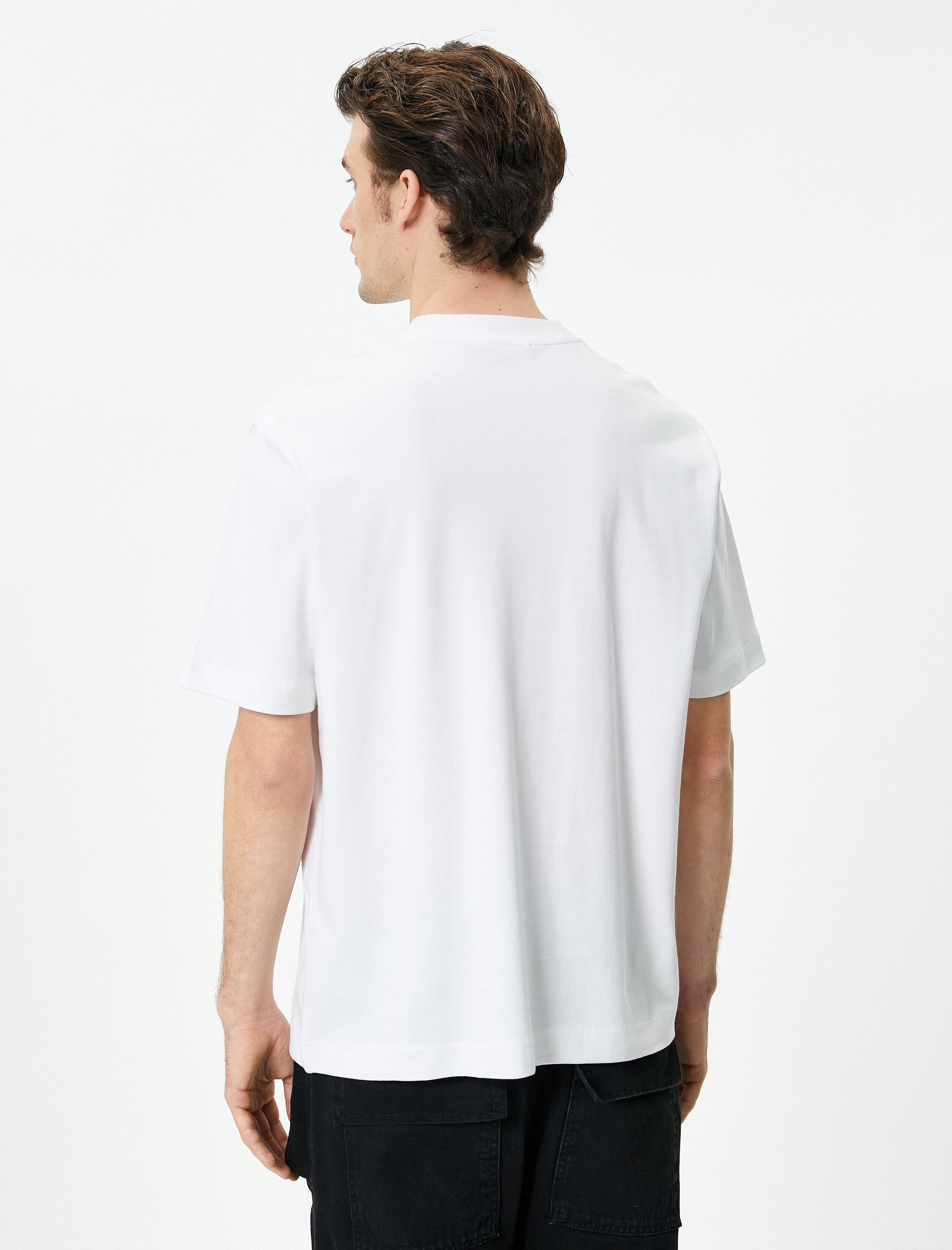   Oversize Tişört Kalp Baskılı Bisiklet Yaka Kısa Kollu