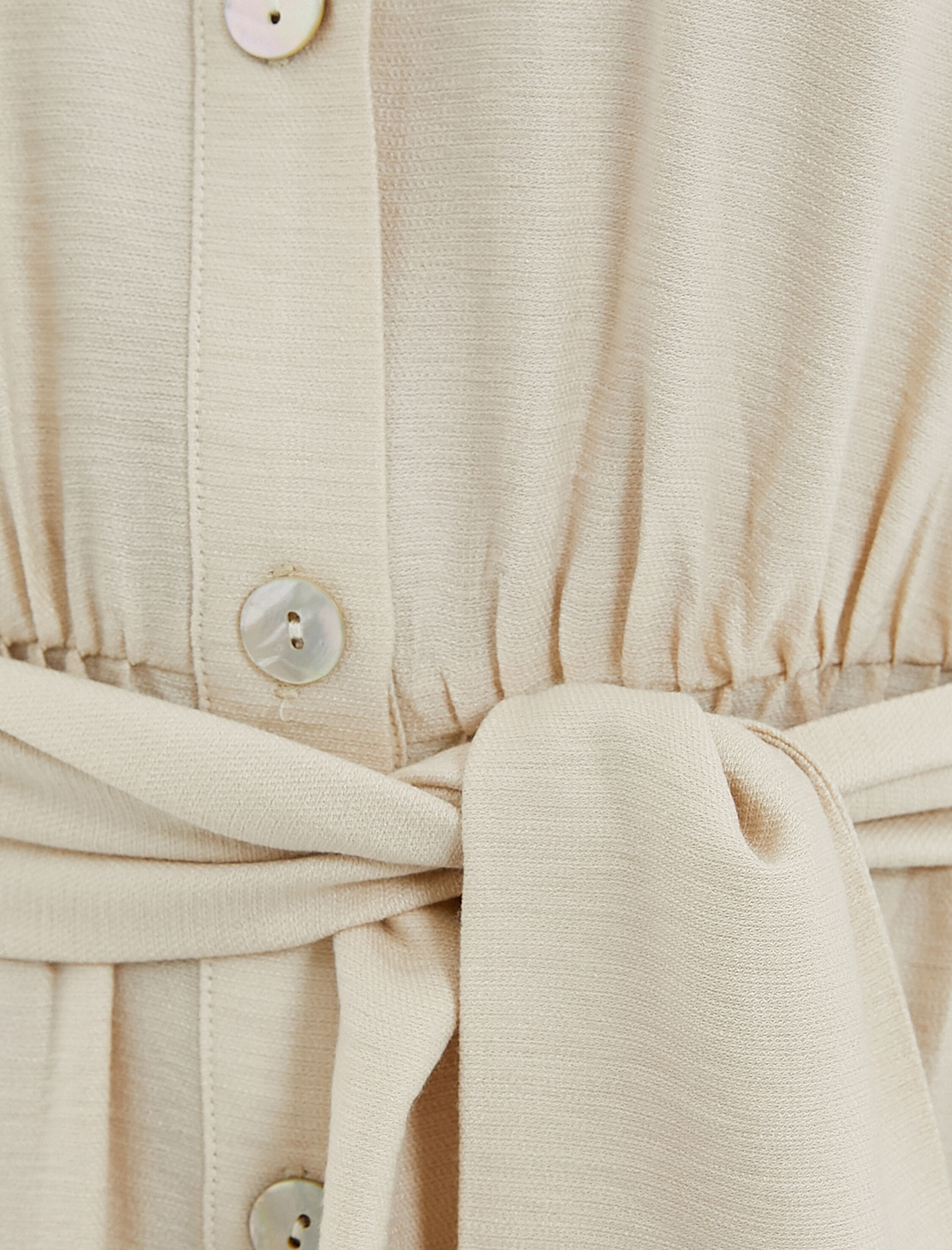   Midi Gömlek Elbise Beli Kuşaklı Düğmeli