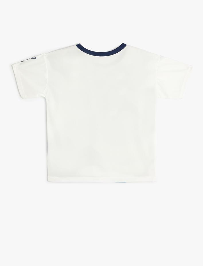 Erkek Çocuk Tişört Kamuflaj Baskılı Kısa Kollu Bisiklet Yaka